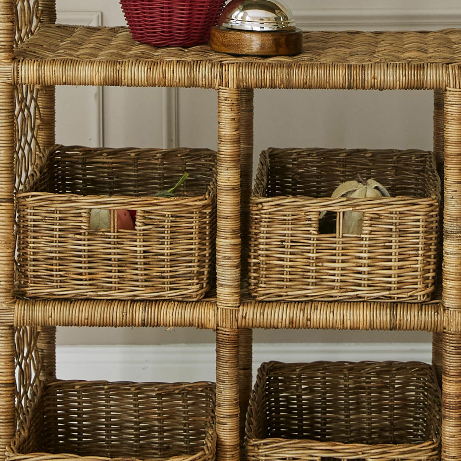 Coppia di cesti Callidia Scaffale in vimini con quattro cesti color naturale per conservazione domestica