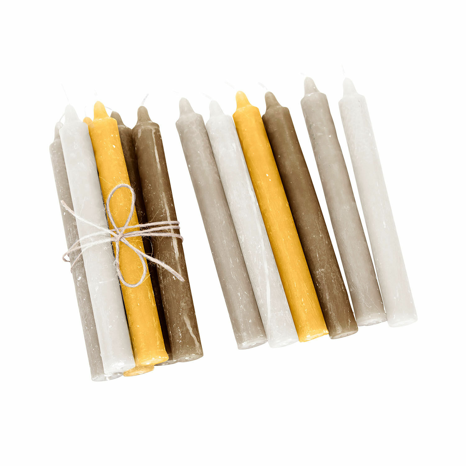 giallo/talpa/marrone Set di 12 candele Bauceau in giallo, taupe e marrone per decorazioni d'interni