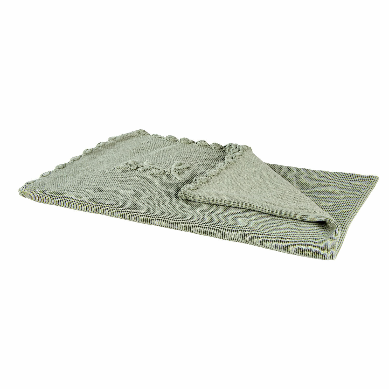 Plaid Aisven Coperta verde in cotone morbido con motivo decorativo e frange, perfetta per arredamento accogliente
