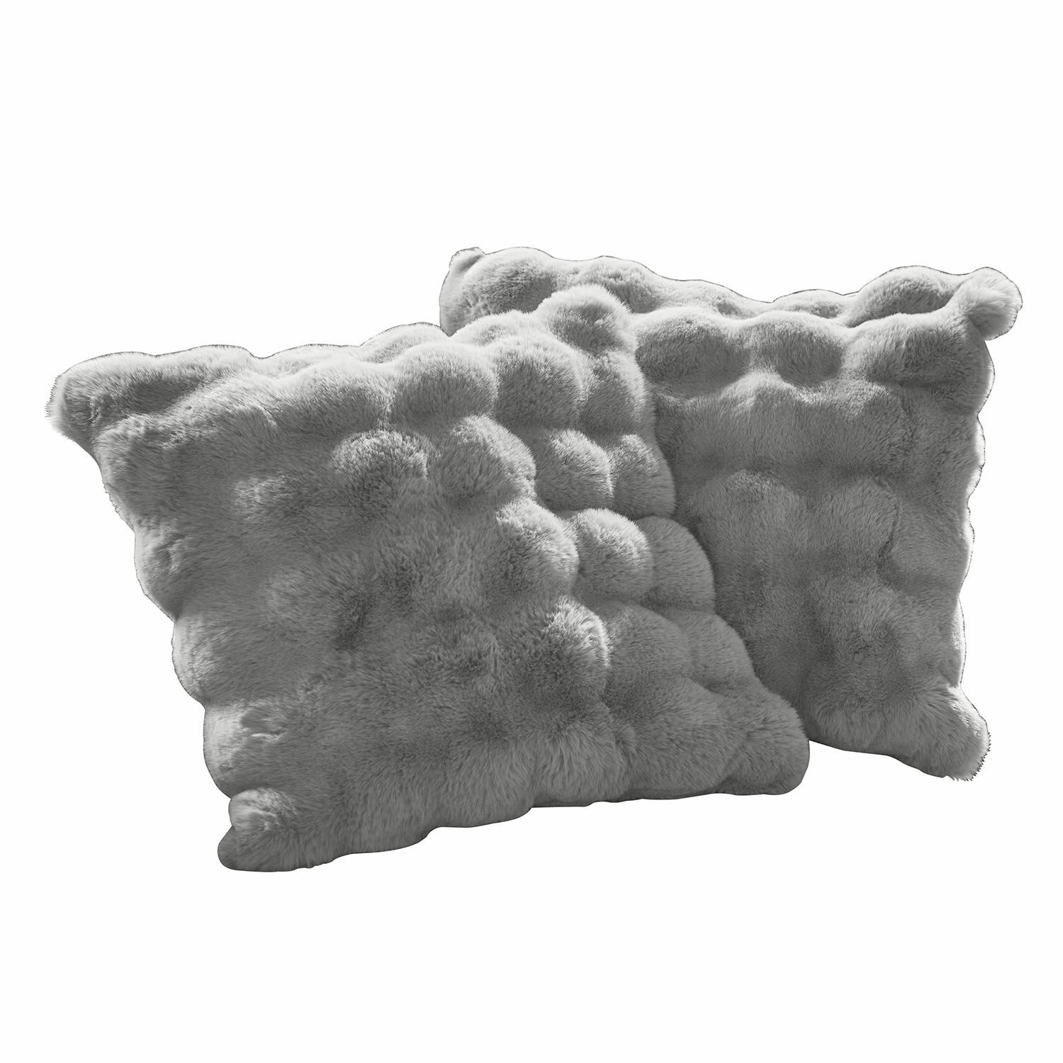 Coppia di copricuscini Zalina Coppia di cuscini decorativi in pelliccia sintetica grigia, perfetti per l'arredamento