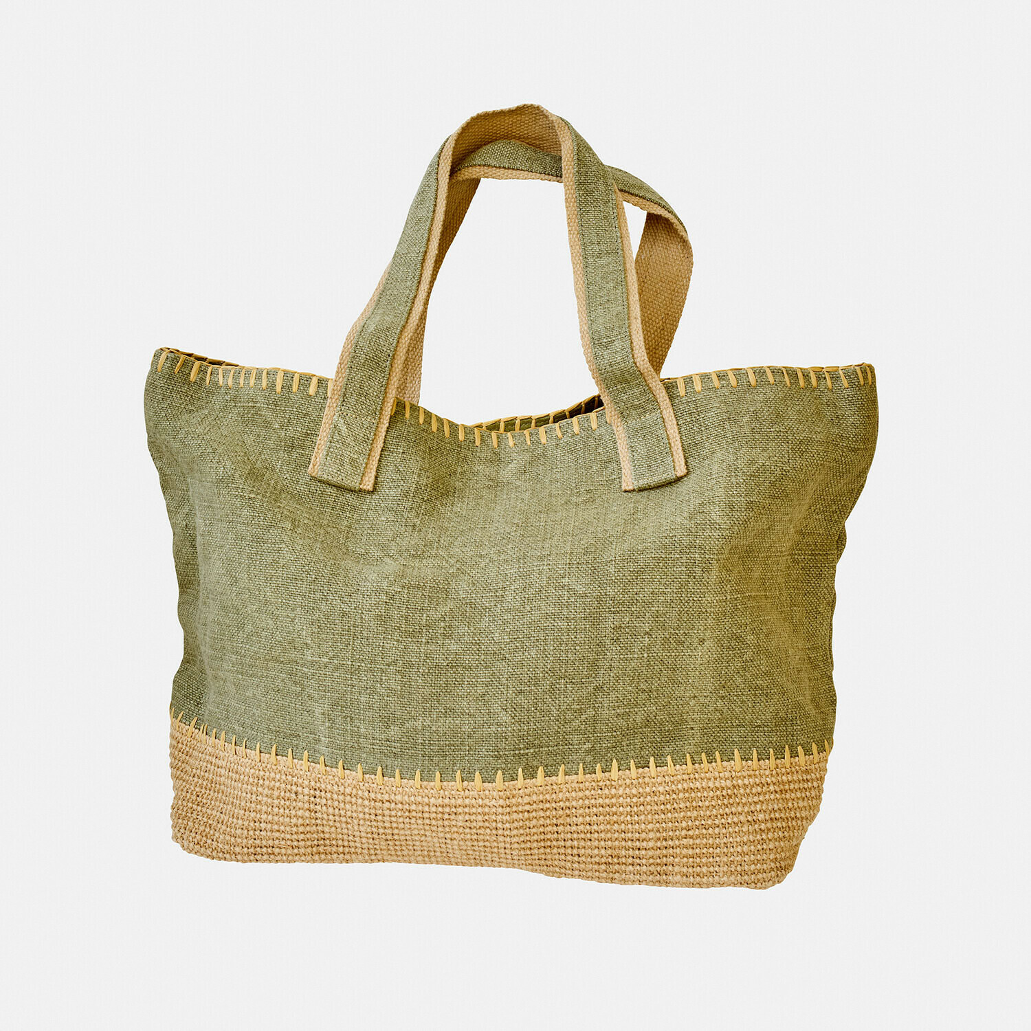 Borsa Yarrowton Borsa per la spesa in juta verde e beige, borsa leggera e pratica per l'uso quotidiano
