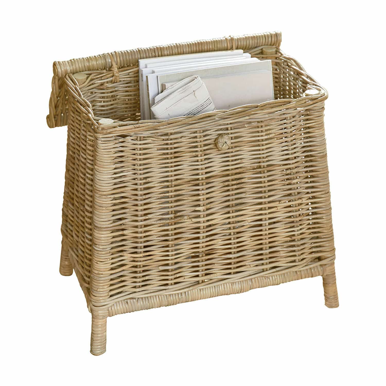 Baule Tavillan Cesto in rattan naturale con coperchio, ideale per conservare giornali e documenti