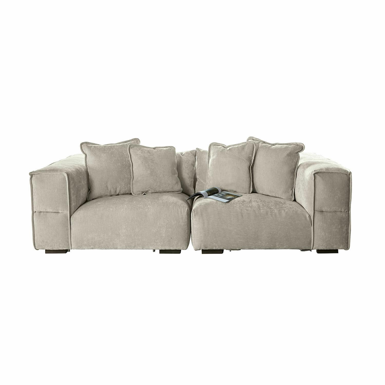 Divano Gémonville Divano beige in tessuto morbido con cuscini, mobile moderno e confortevole per soggiorno