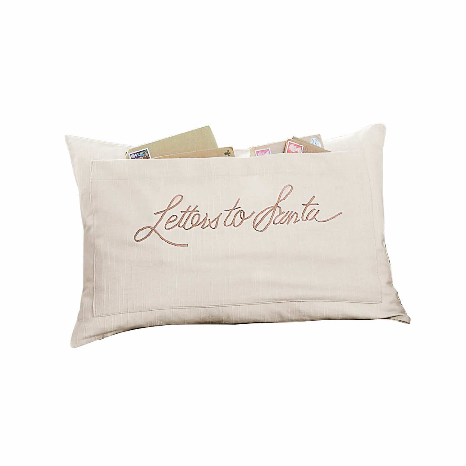 Federa beige con scritta Letters to Santa e tasca per lettere di Natale