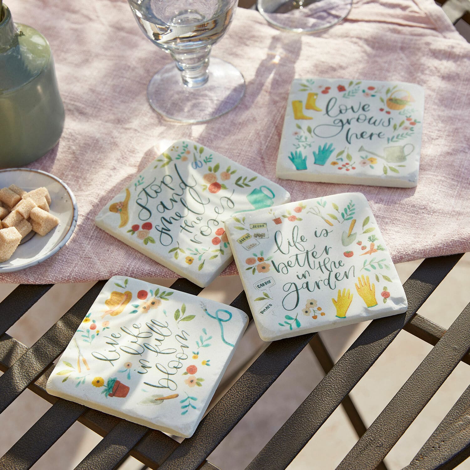 Set di 4 sottobicchieri Happy