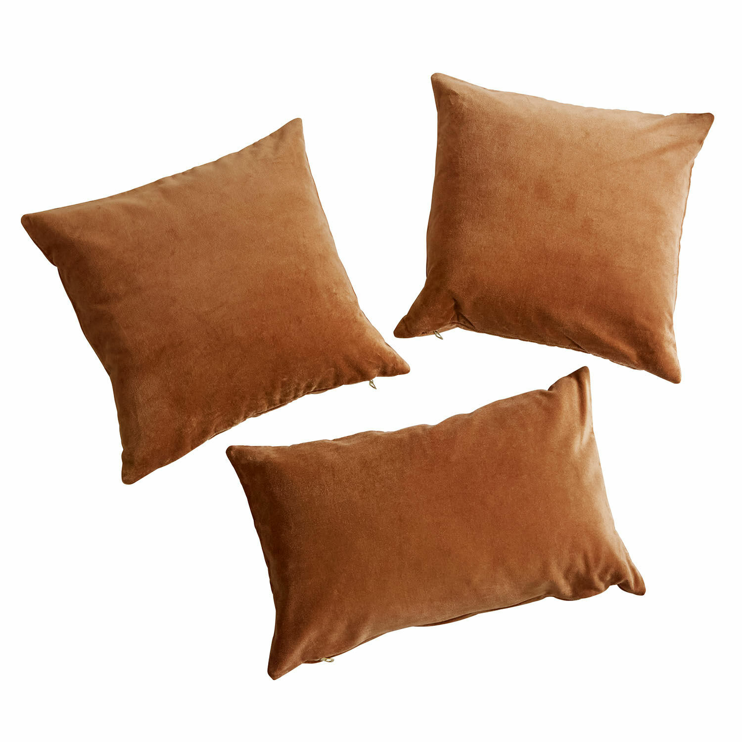 Set di 3 copricuscini Shahrine Set di tre cuscini decorativi marroni in materiale morbido per soggiorno e camera da letto