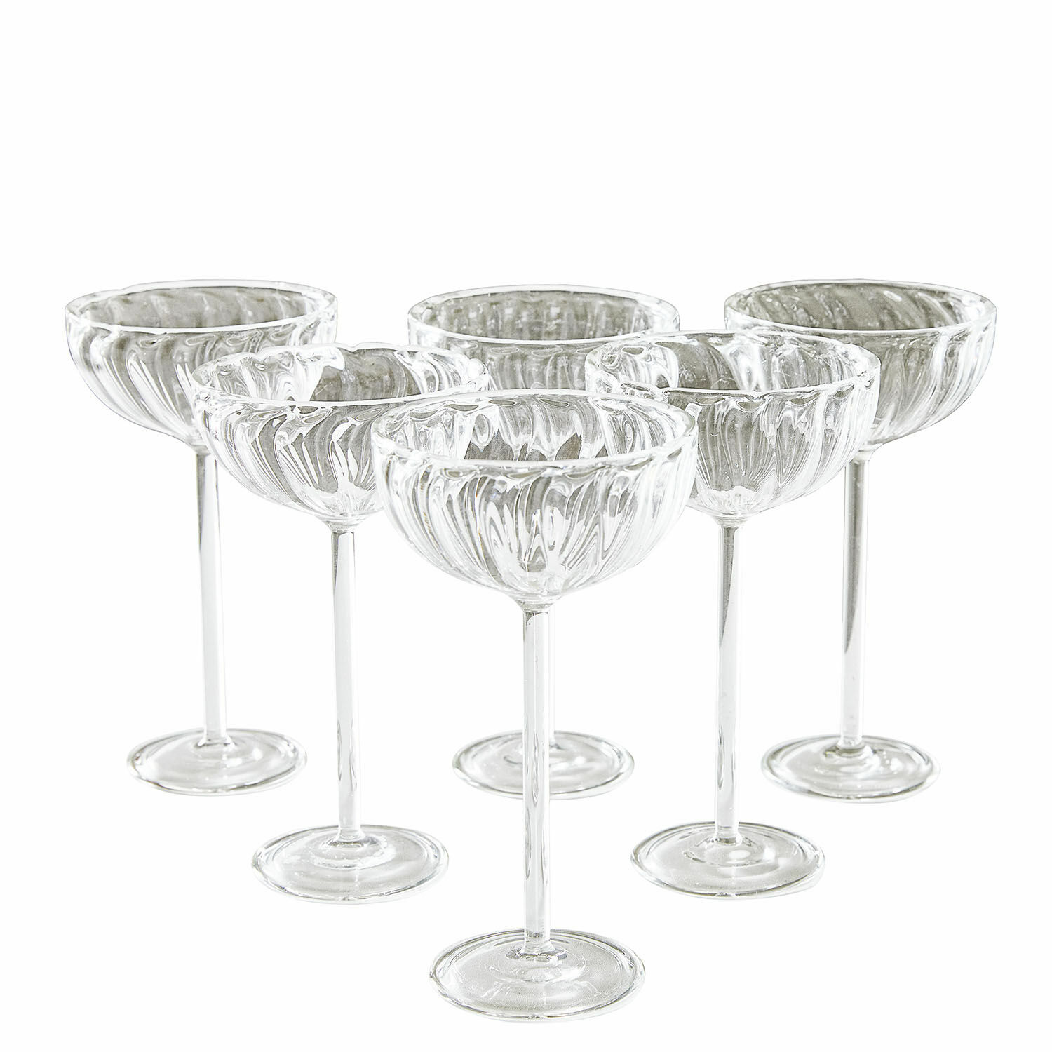 Set di 6 bicchieri Bavella Set di sei bicchieri da cocktail trasparenti in vetro con motivo decorativo elegante