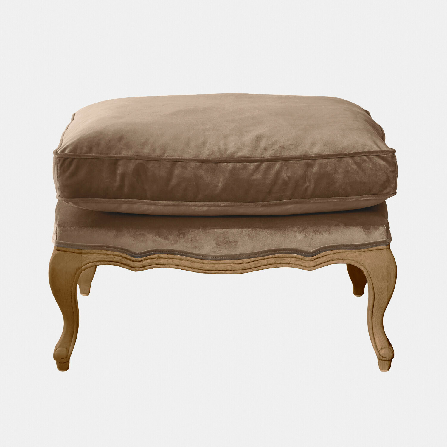 talpa/marrone Poggiapiedi Corlay con gambe in legno e morbido cuscino in velluto marrone taupe