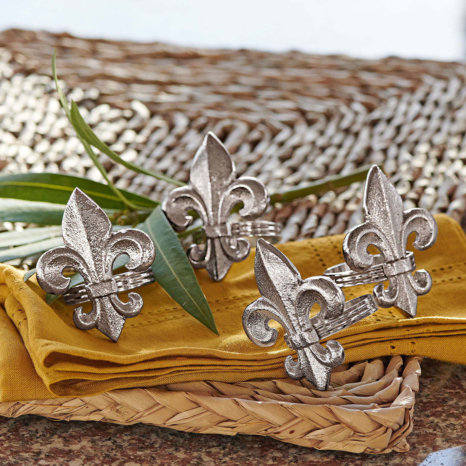 Set di 4 portatovaglioli ad anello Fleur De Lis