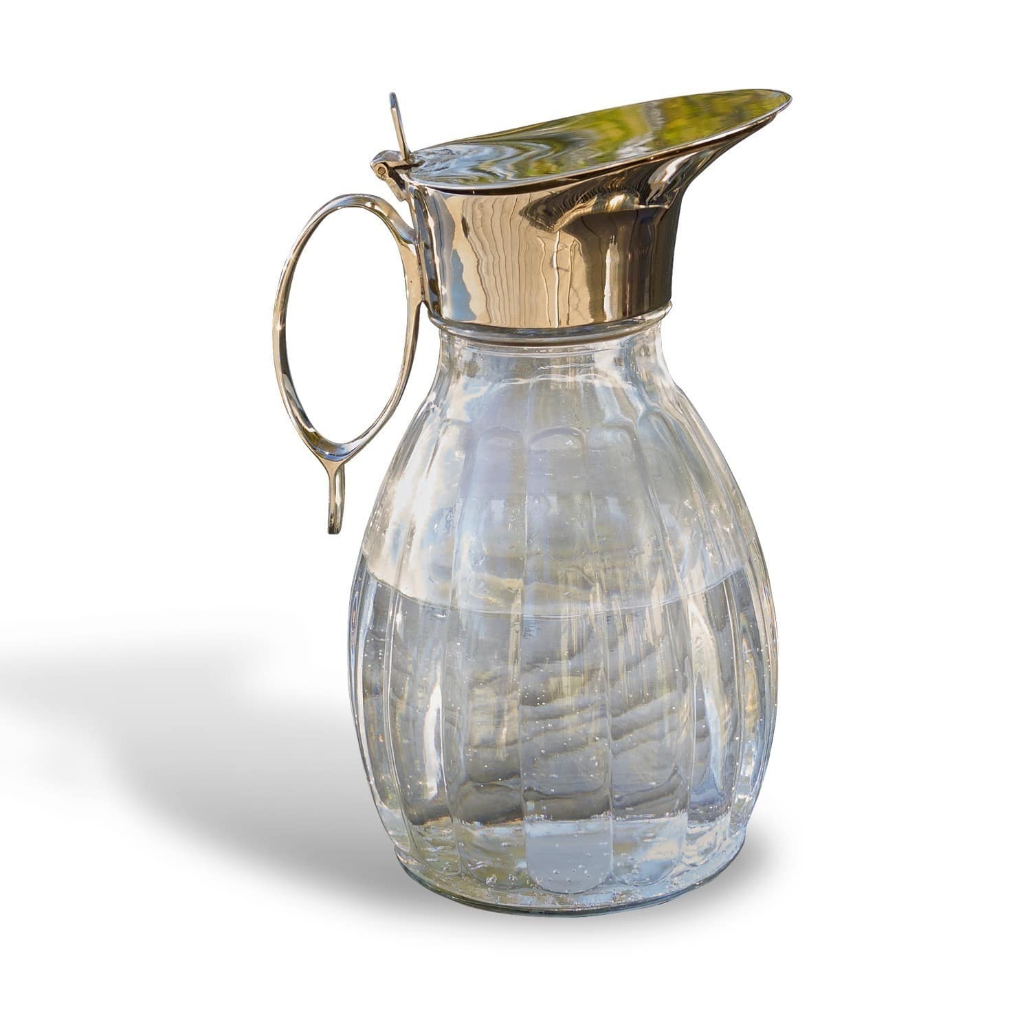 Caraffa Agudelle Caraffa in vetro con coperchio e manico in metallo color argento per servire bevande