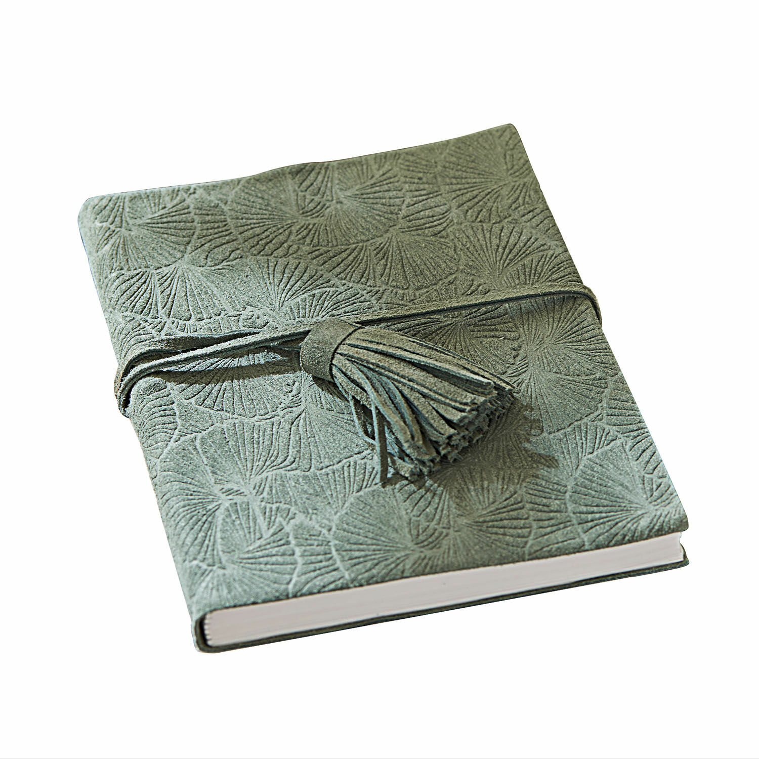 Taccuino Brocton Taccuino verde in camoscio con motivo goffrato e nappina, elegante quaderno per appunti