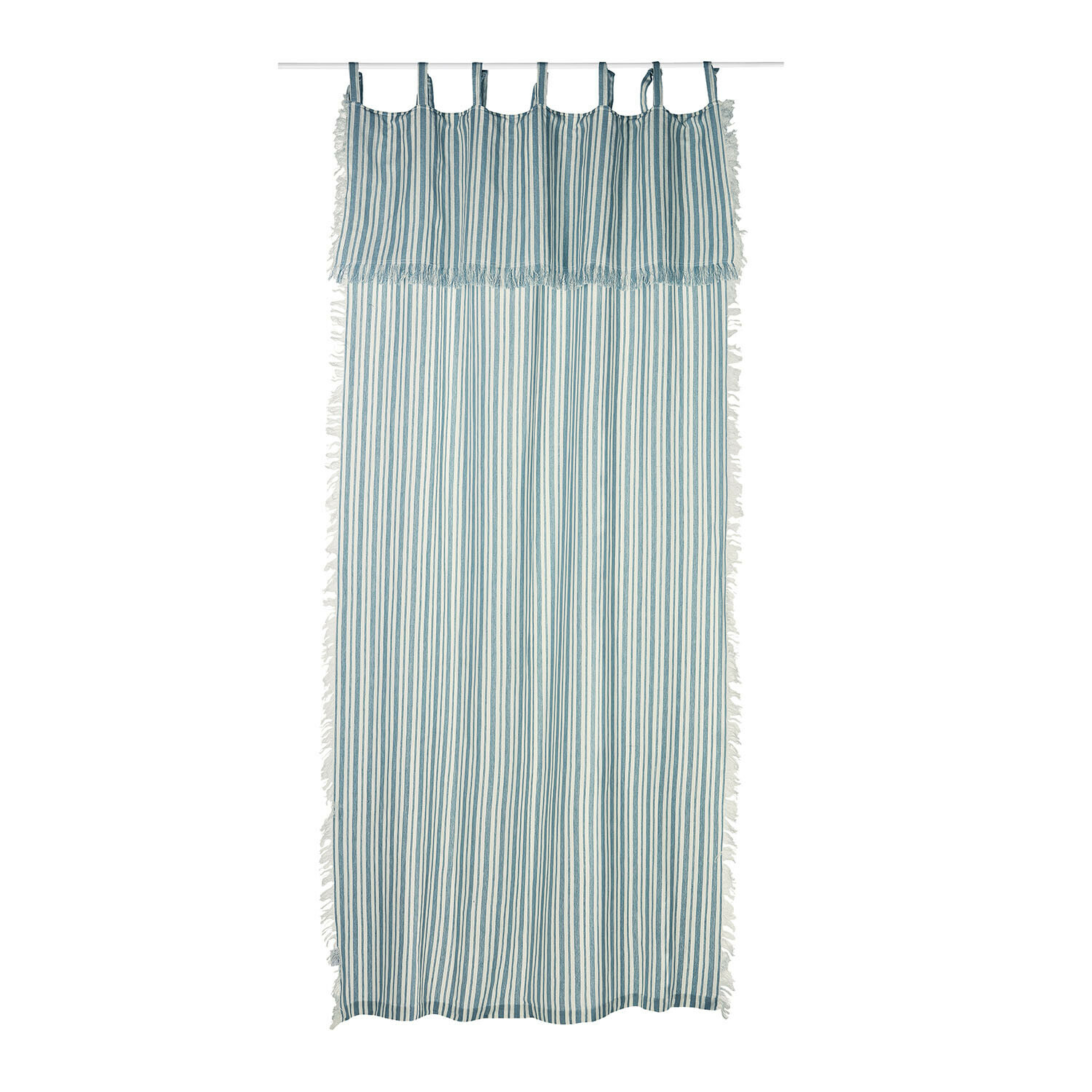 Tenda Anjoutey Tenda leggera in cotone a righe blu e bianco, decorazione finestra ariosa