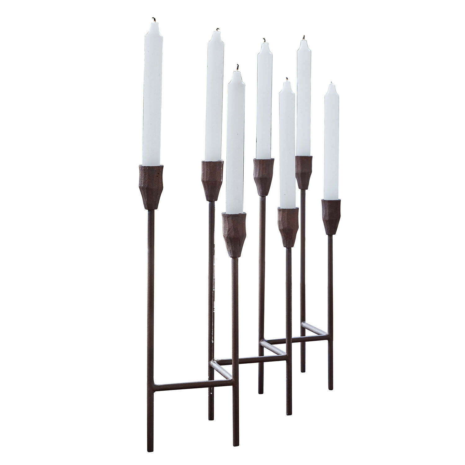 Candelabro Brissande Portacandele in metallo con otto candele bianche, design moderno per decorazione d'interni