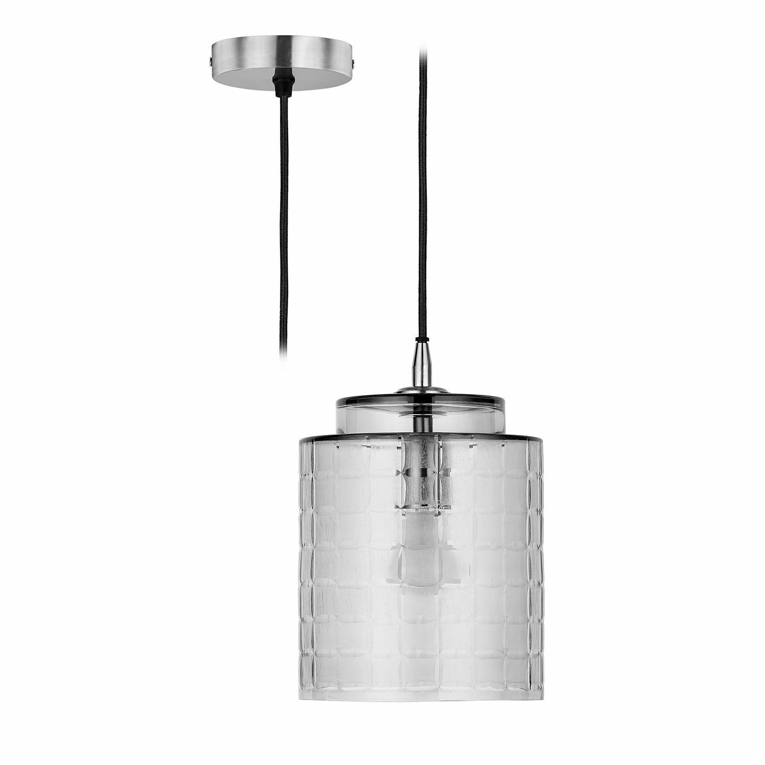 Lampada a sospensione Eldarion Lampada a sospensione moderna in vetro trasparente e metallo per illuminazione interna elegante