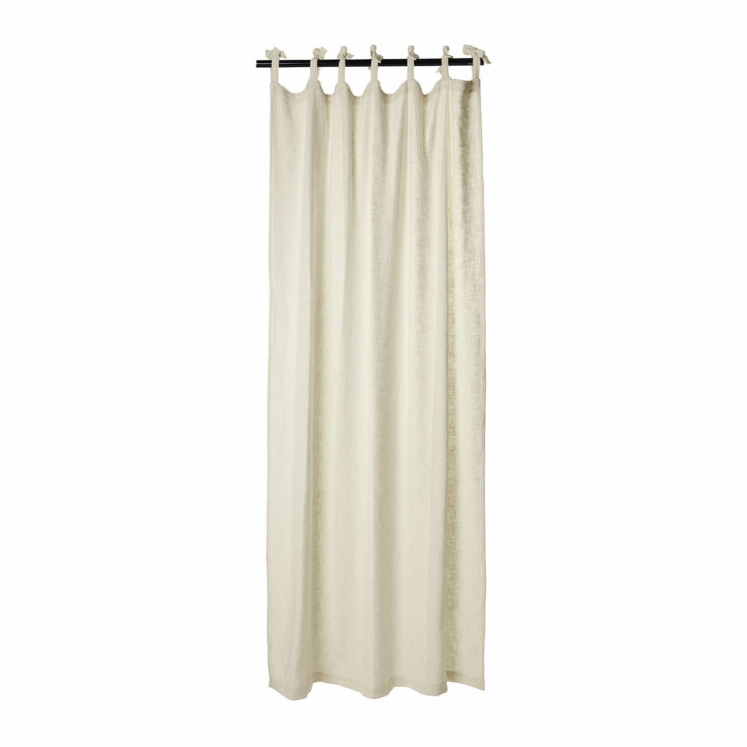Tenda Maddison Tenda beige in tessuto naturale con anelli annodati, decorativa e funzionale per interni