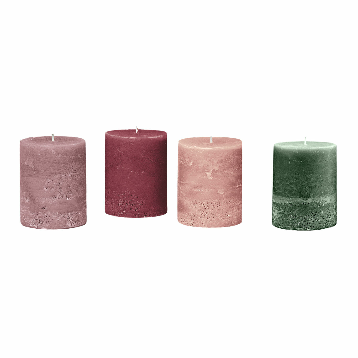 colorato Set di 4 candele colorate in cera con texture rustica per decorazione d'interni