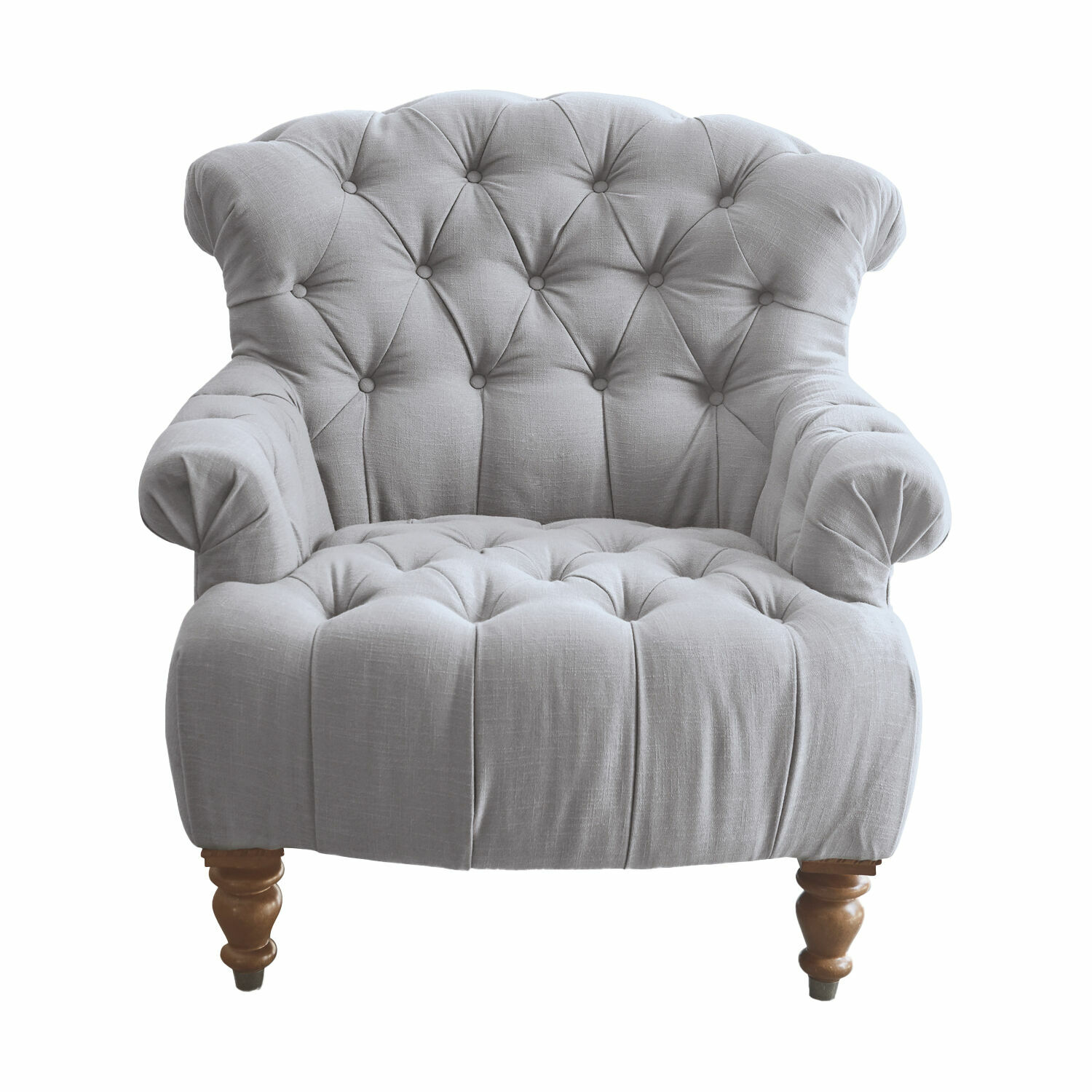 blu grigio Poltrona Springfield grigia in tessuto con schienale capitonné e gambe in legno per soggiorno