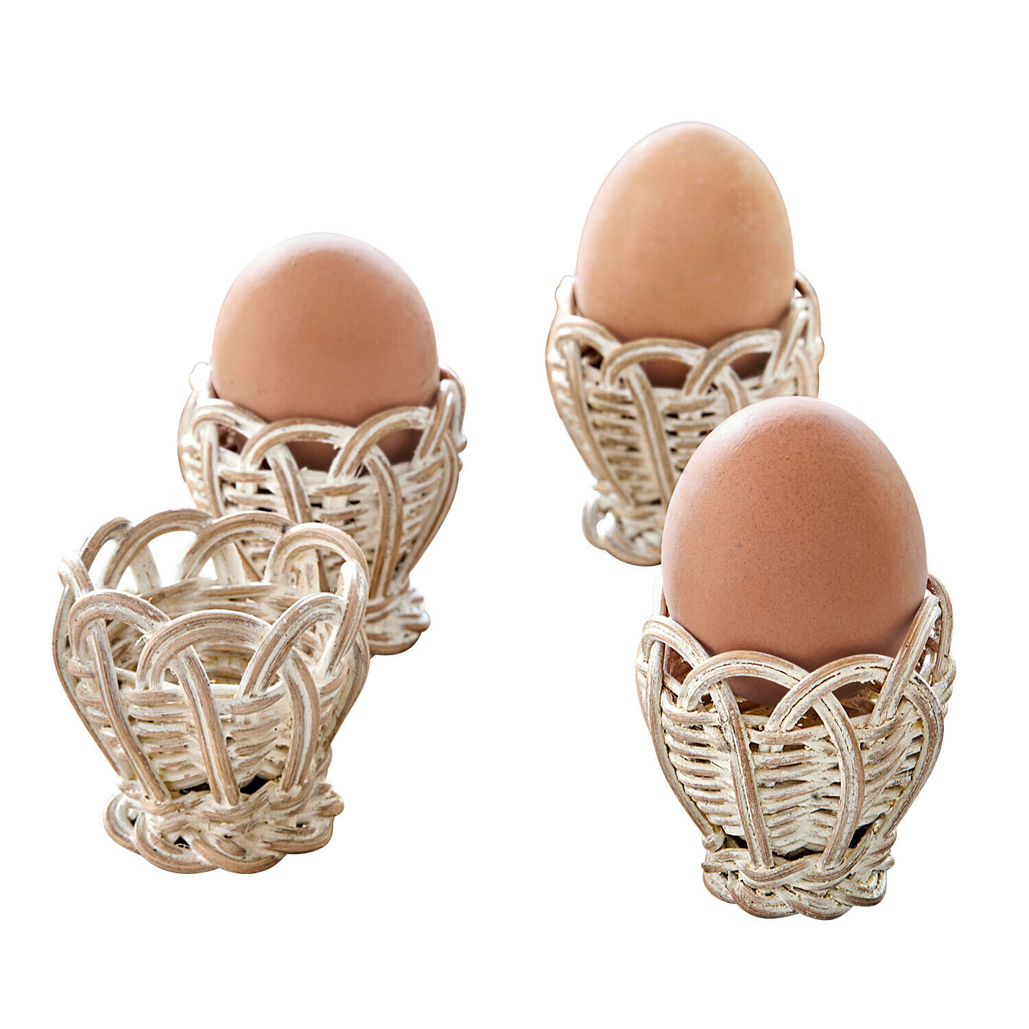 Set di 4 portauova in rattan Minouvelle