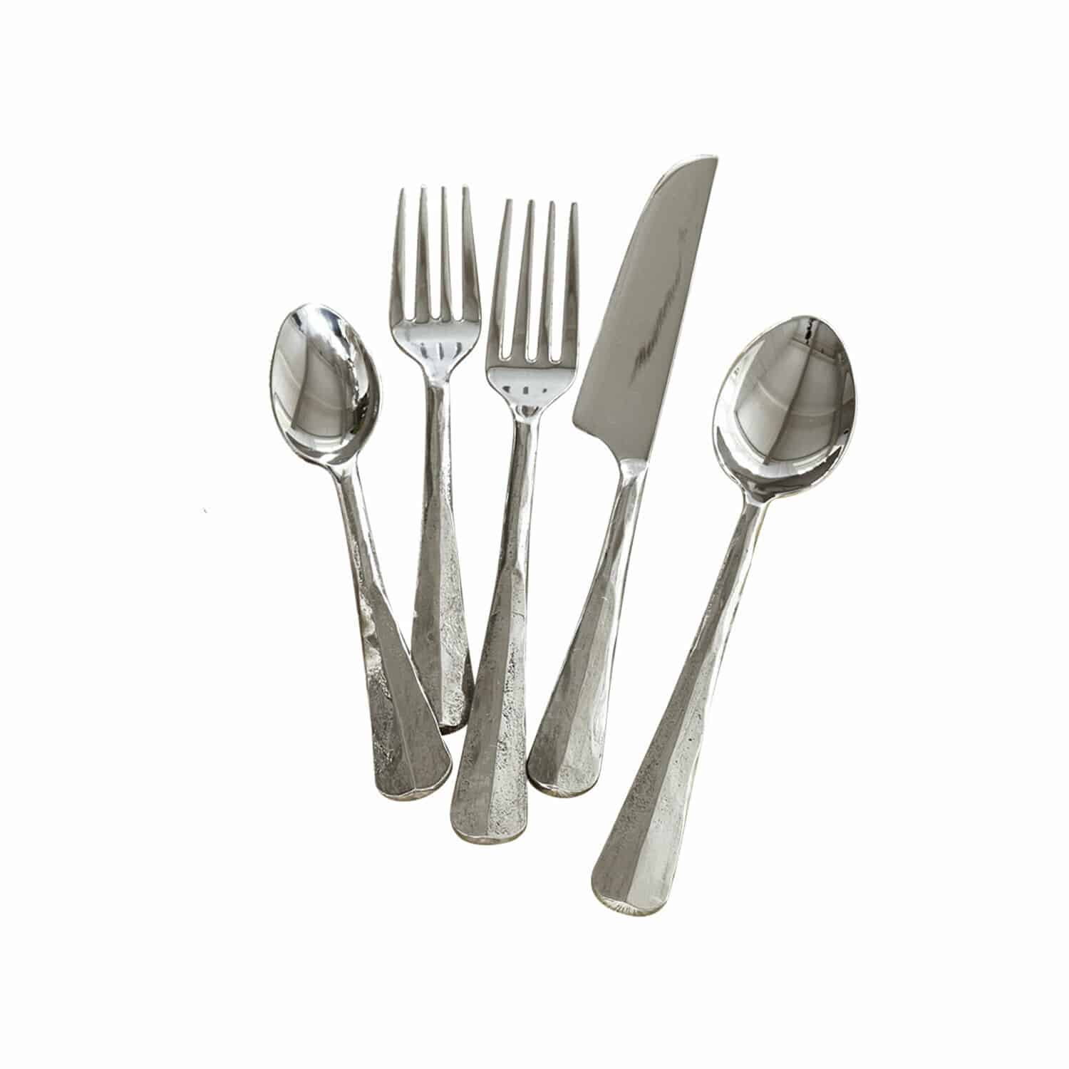 Posate Malden Set di posate in acciaio inox color argento con cucchiaio, forchetta e coltello per uso quotidiano