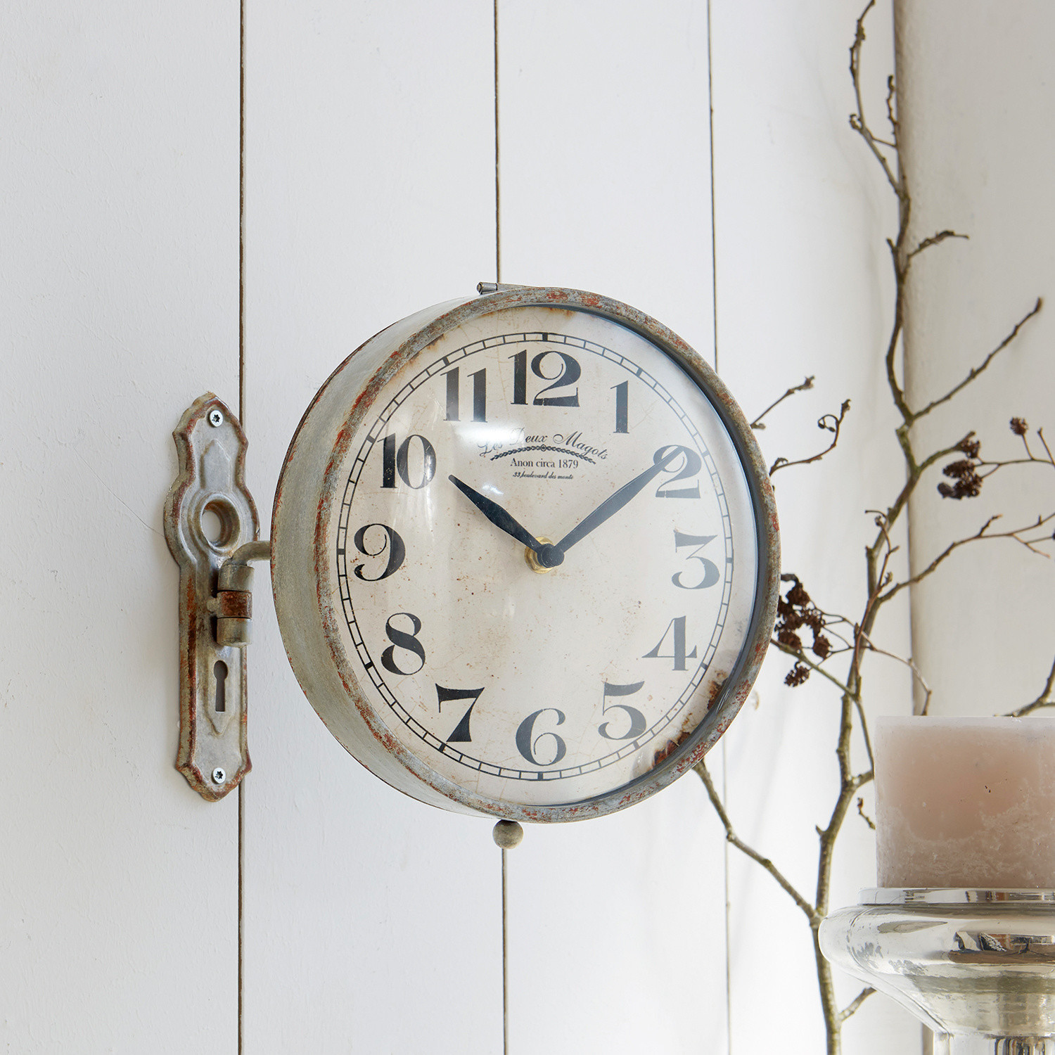 Orologio Adama Orologio da parete vintage in metallo grigio con numeri neri, decorazione d'interni retrò