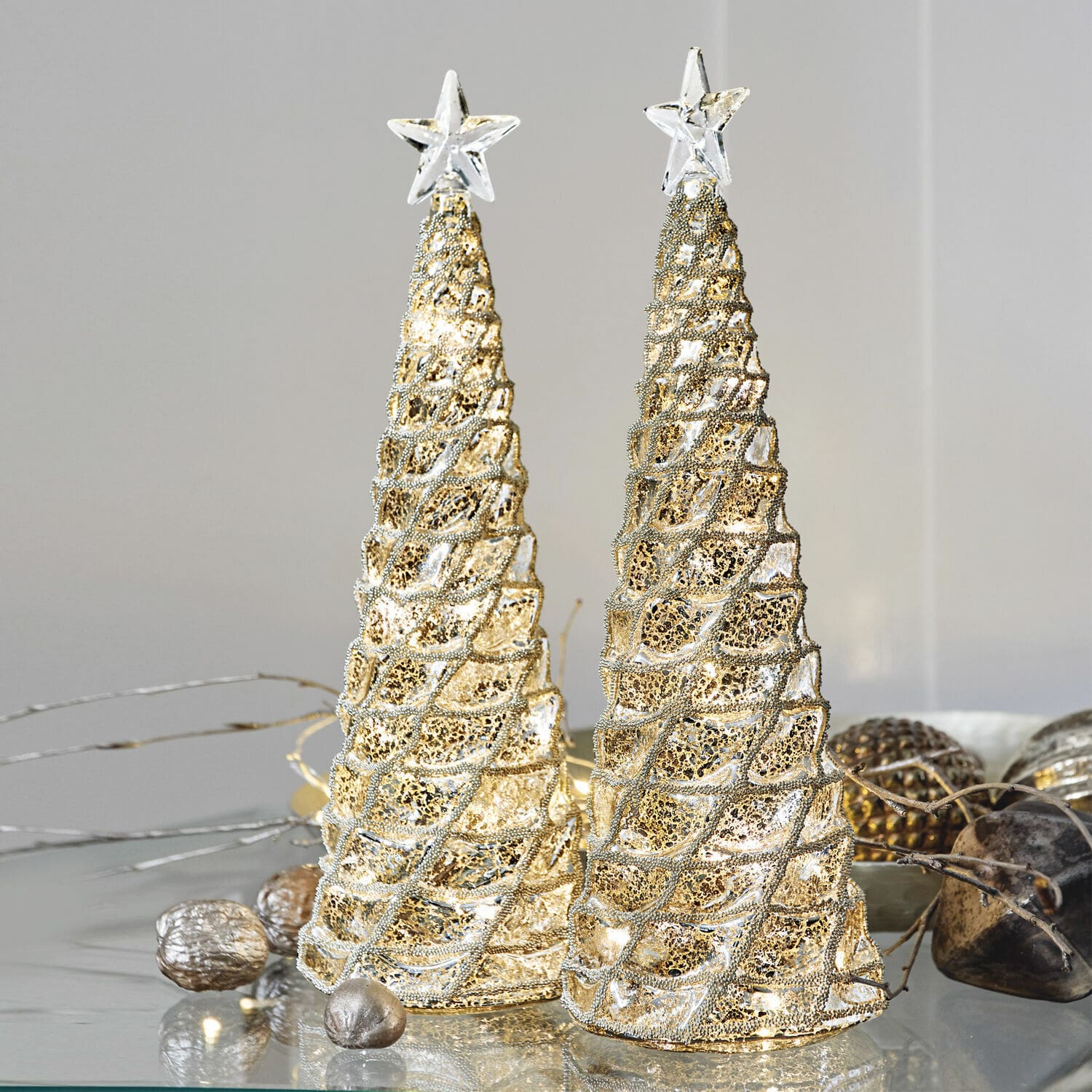 Coppia di alberelli decorativi Glitter