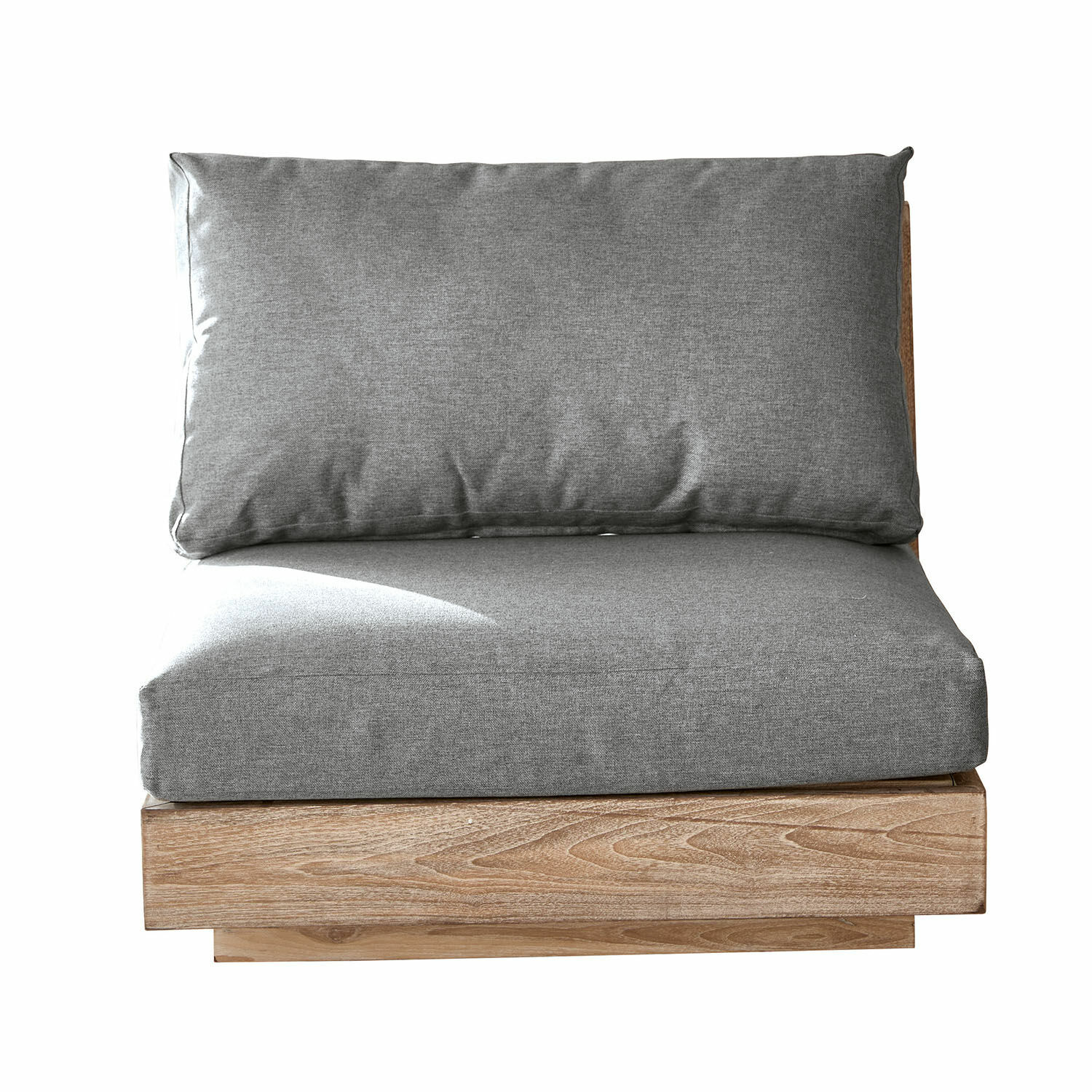 grigio/marrone Elemento divano grigio con cuscino su base in legno naturale per soggiorno moderno