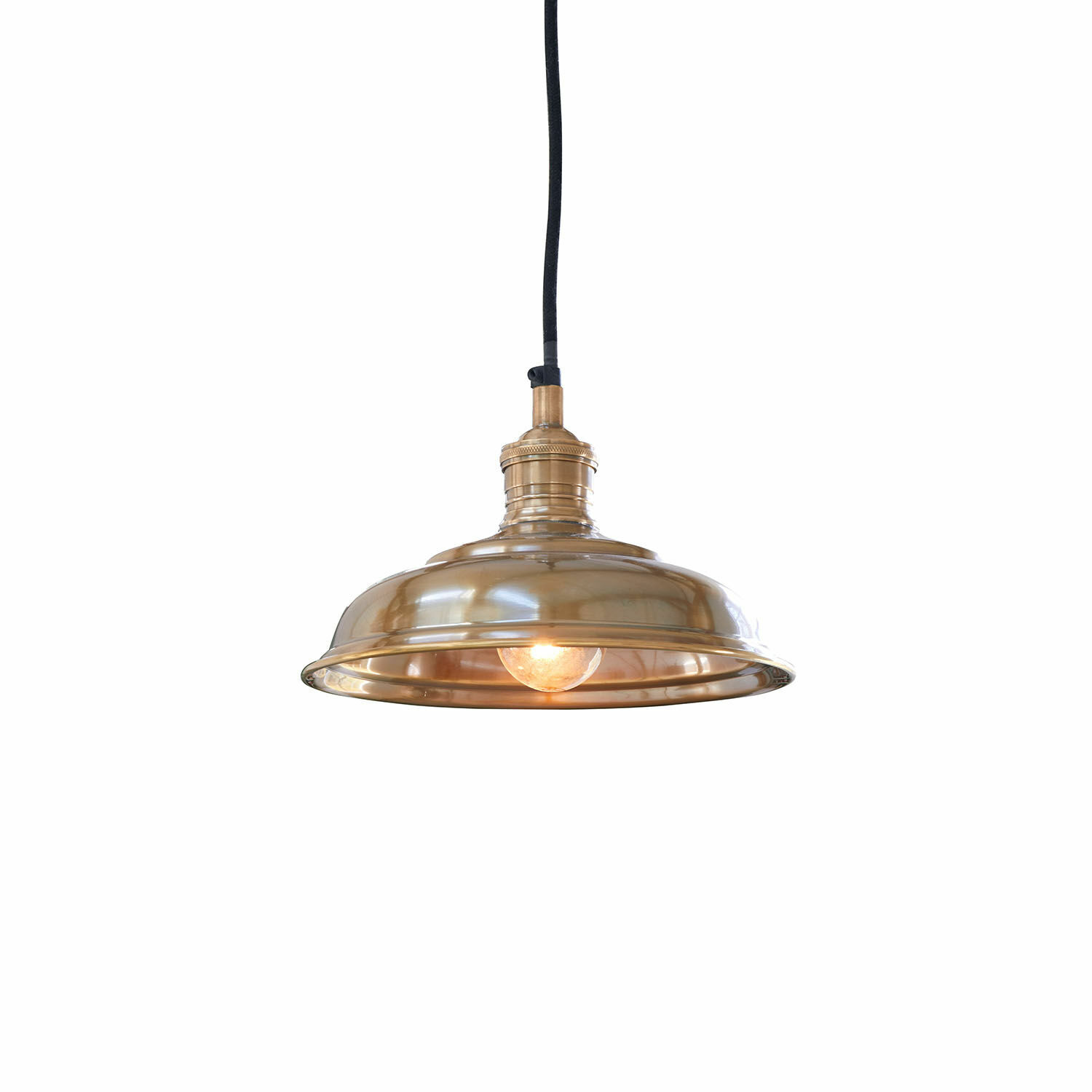Lampada a sospensione in metallo dorato con cavo nero, illuminazione moderna per interni