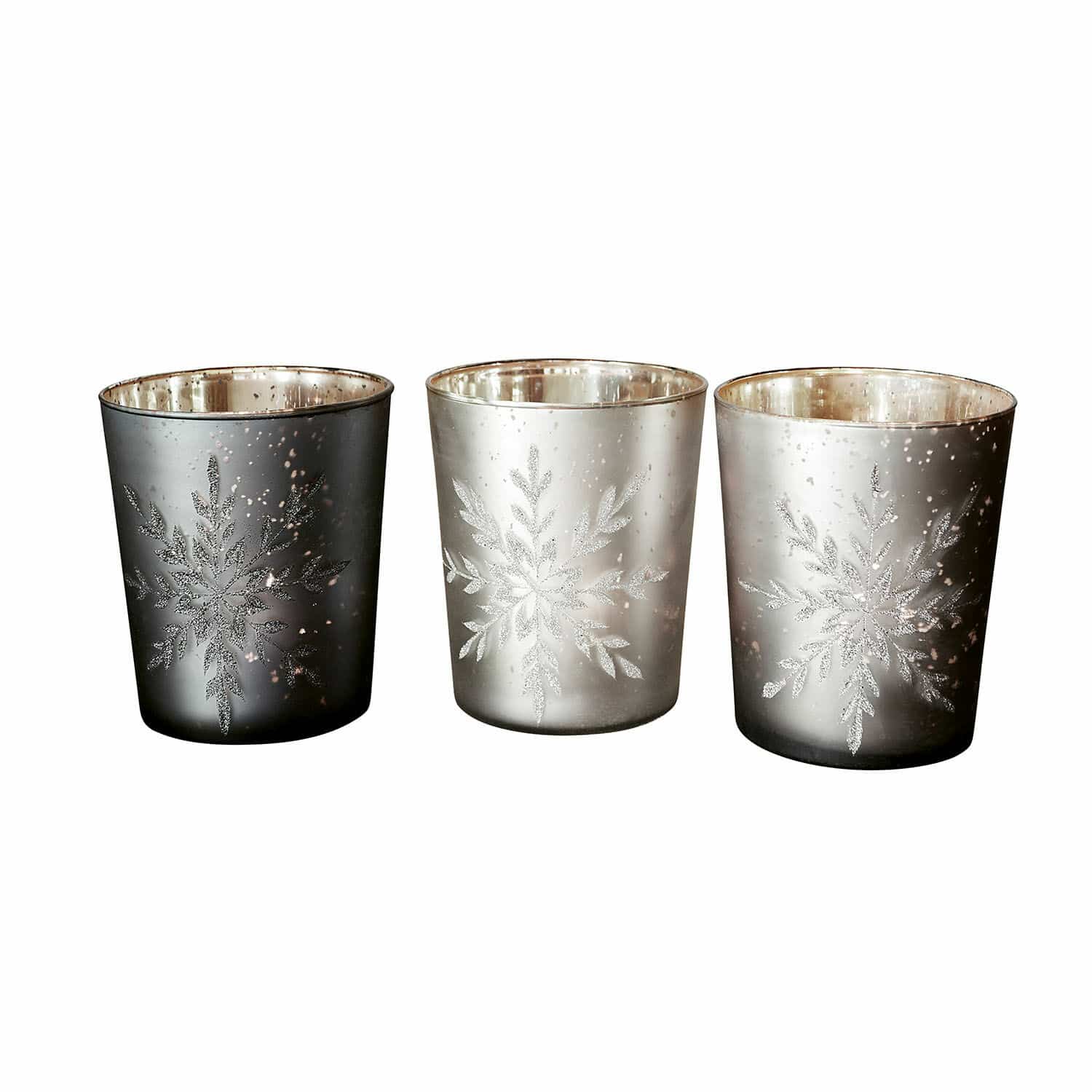 Set di 3 portacandele Snowflakes