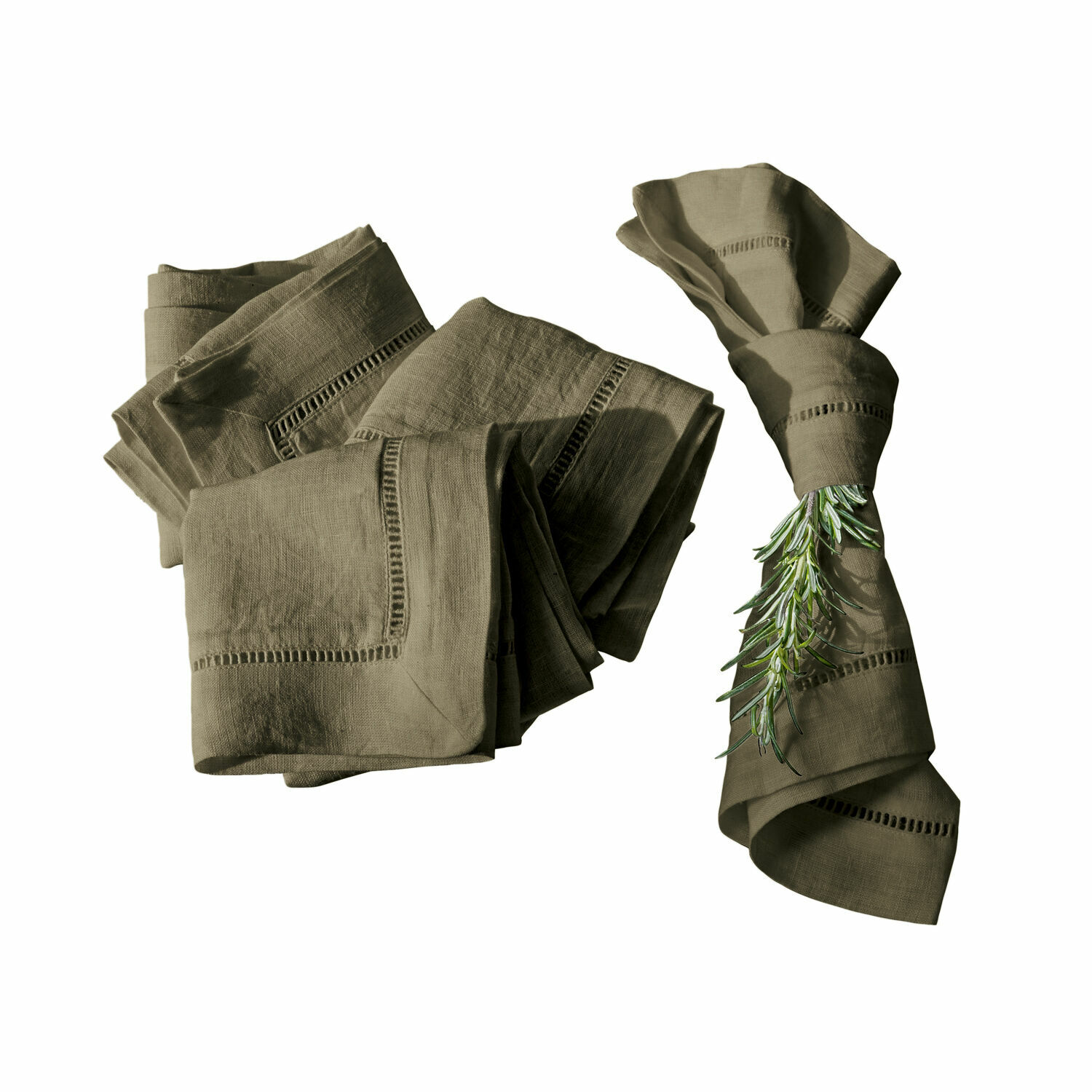 verde oliva Set di 4 tovaglioli in lino verde oliva Covent Garden per decorazioni da tavola
