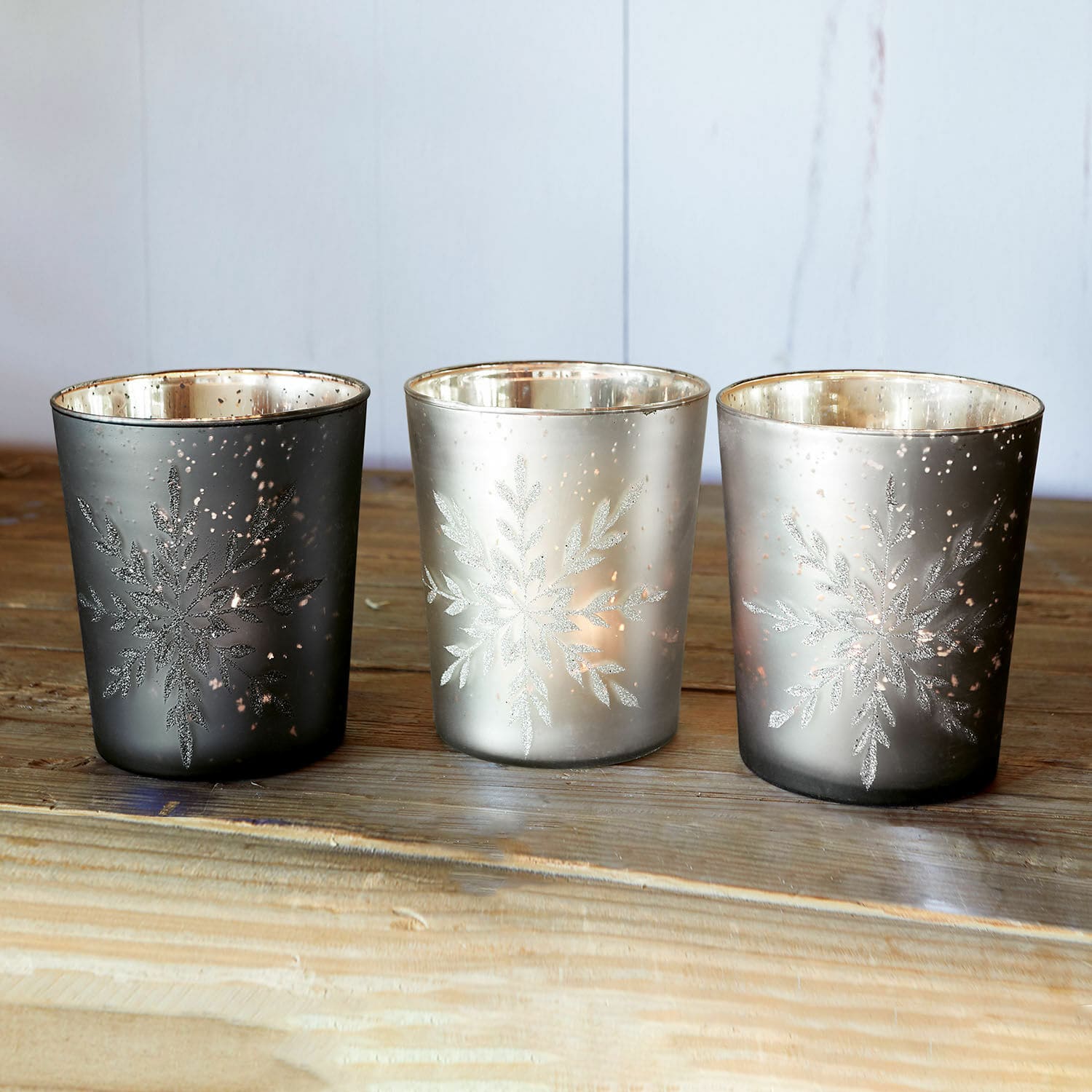 Set di 3 portacandele Snowflakes