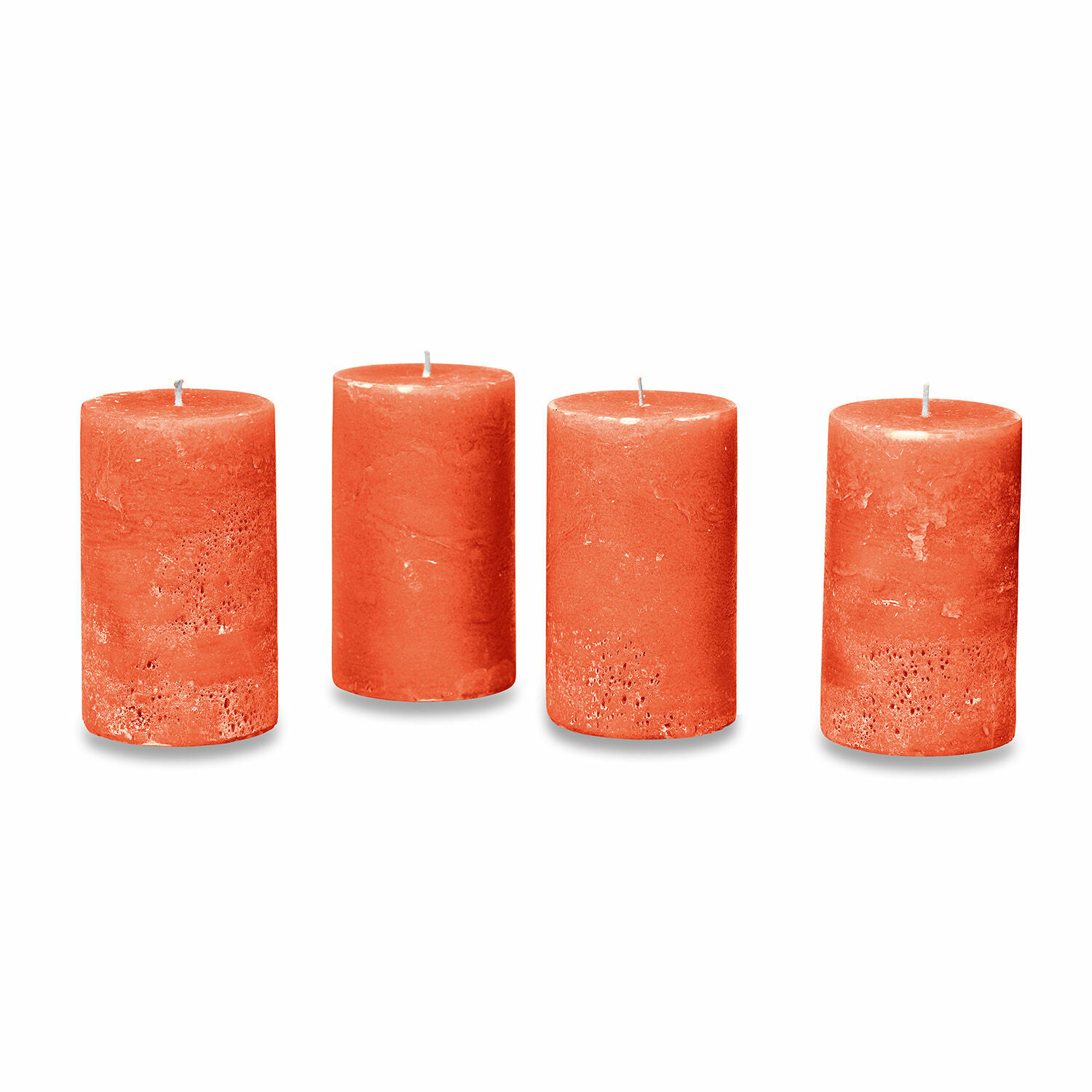 arancio Set di 4 candele Braga arancioni in cera, decorazioni luminose per la casa