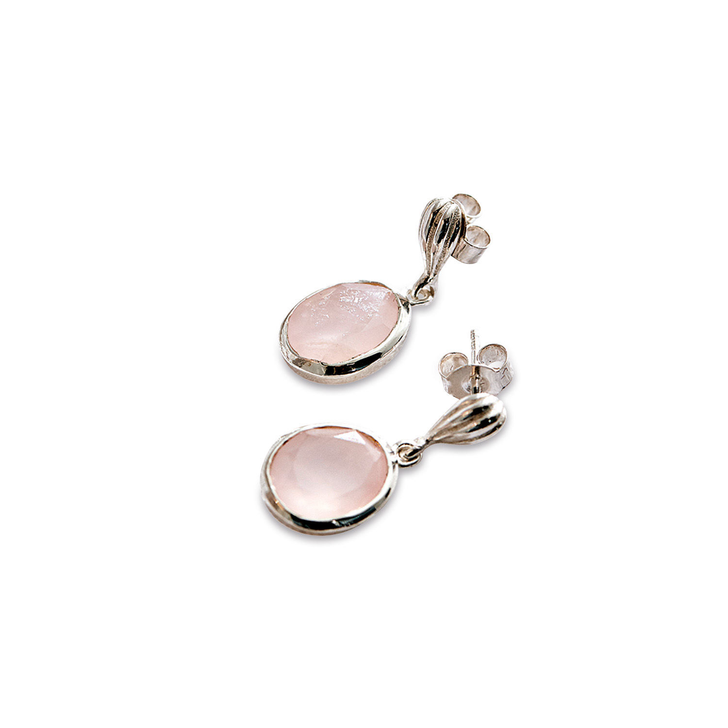 Orecchini Meadow Orecchini delicati con pietra rosa e montatura in argento, gioielli eleganti da donna