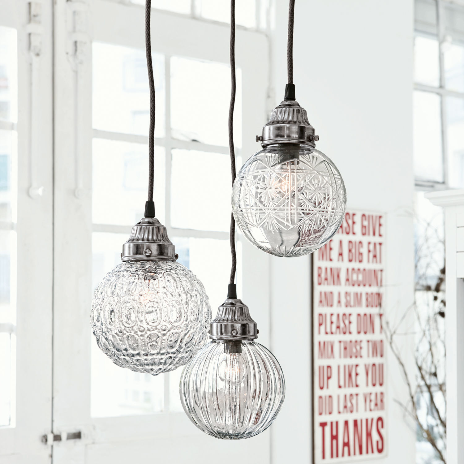 Lampada da soffitto, set da 3 Lidia