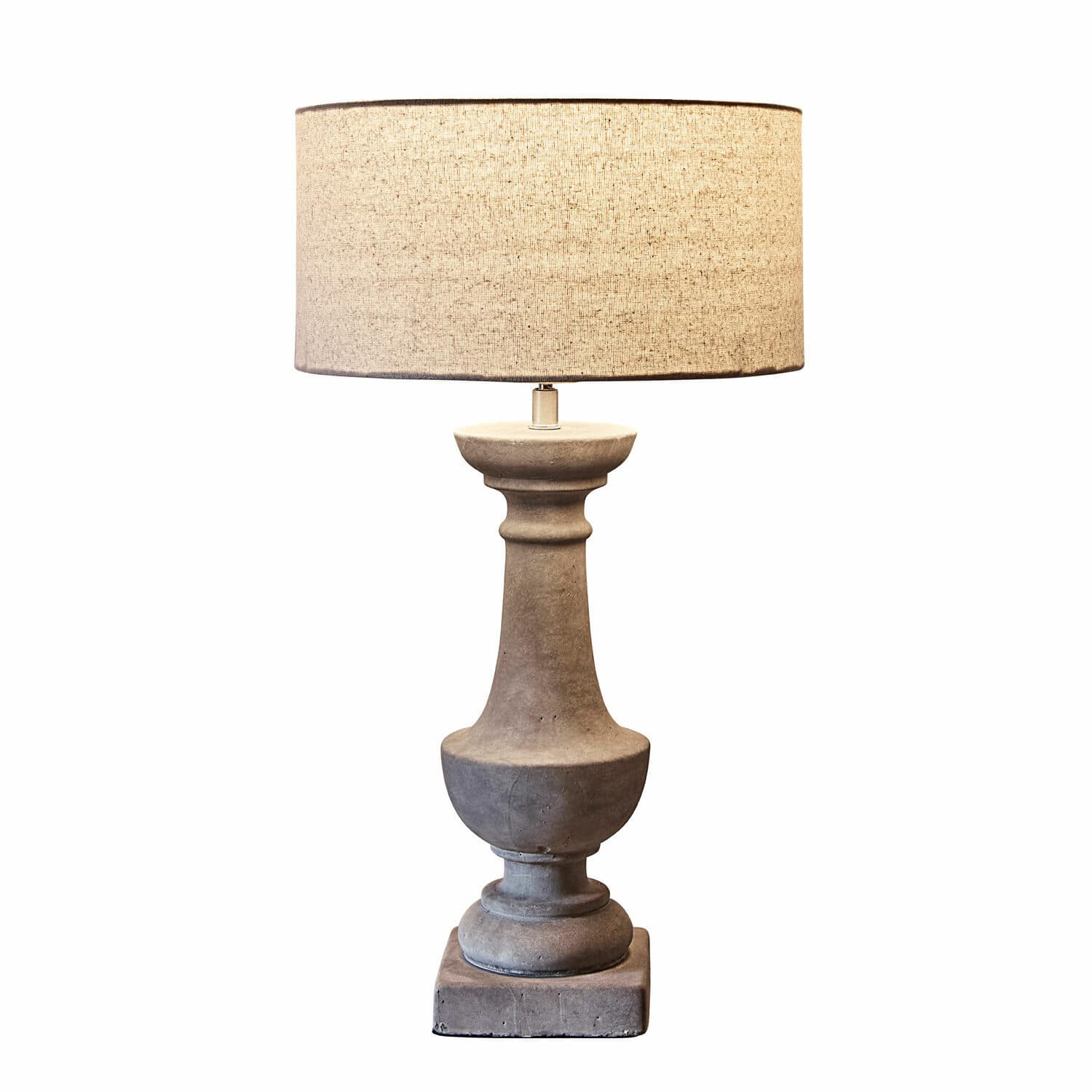 Lampada da tavolo Tifaine Lampada da tavolo in cemento grigio con paralume beige, design moderno per soggiorno