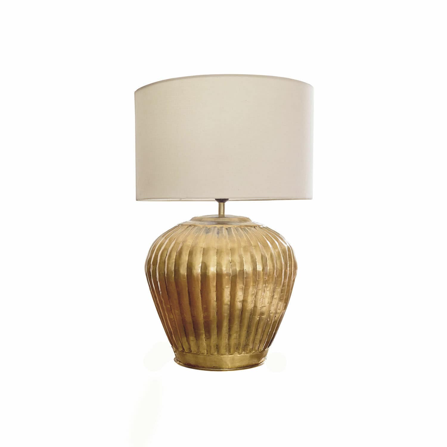 Lampada da tavolo Fauville Lampada da tavolo in ottone con paralume crema, lampada decorativa per soggiorno o camera da letto