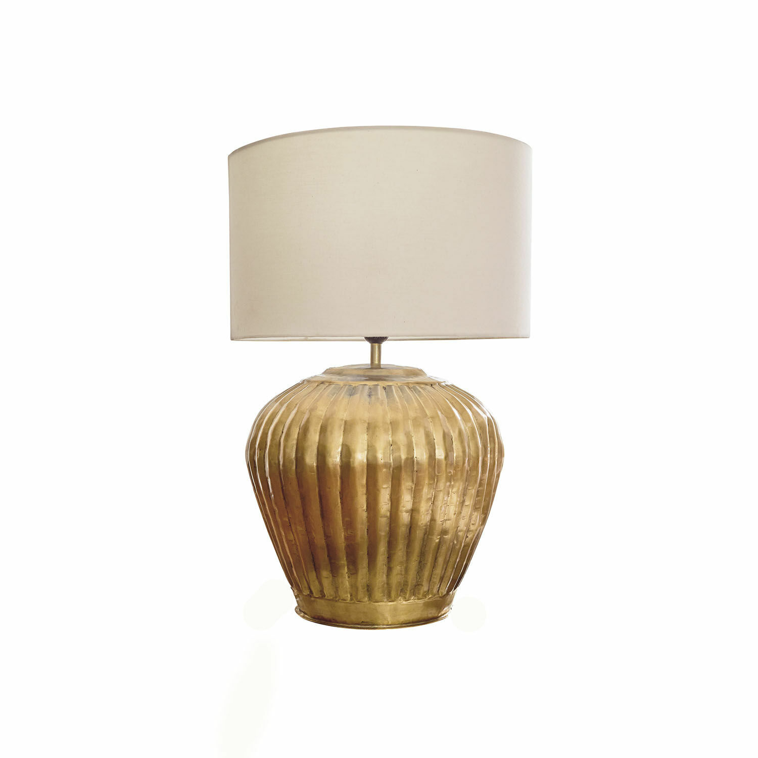 Lampada da tavolo Fauville Lampada da tavolo in ottone con paralume crema, lampada decorativa per soggiorno o camera da letto