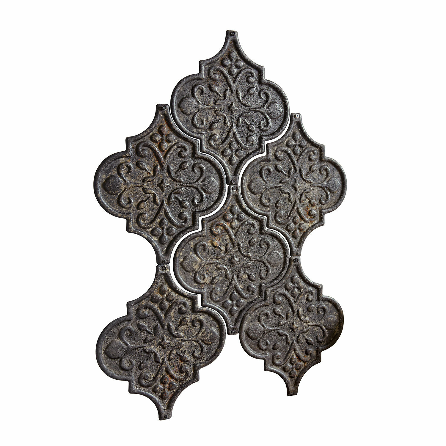nero antico Set di 6 ornamenti da parete Halira in metallo nero antico con motivo decorativo