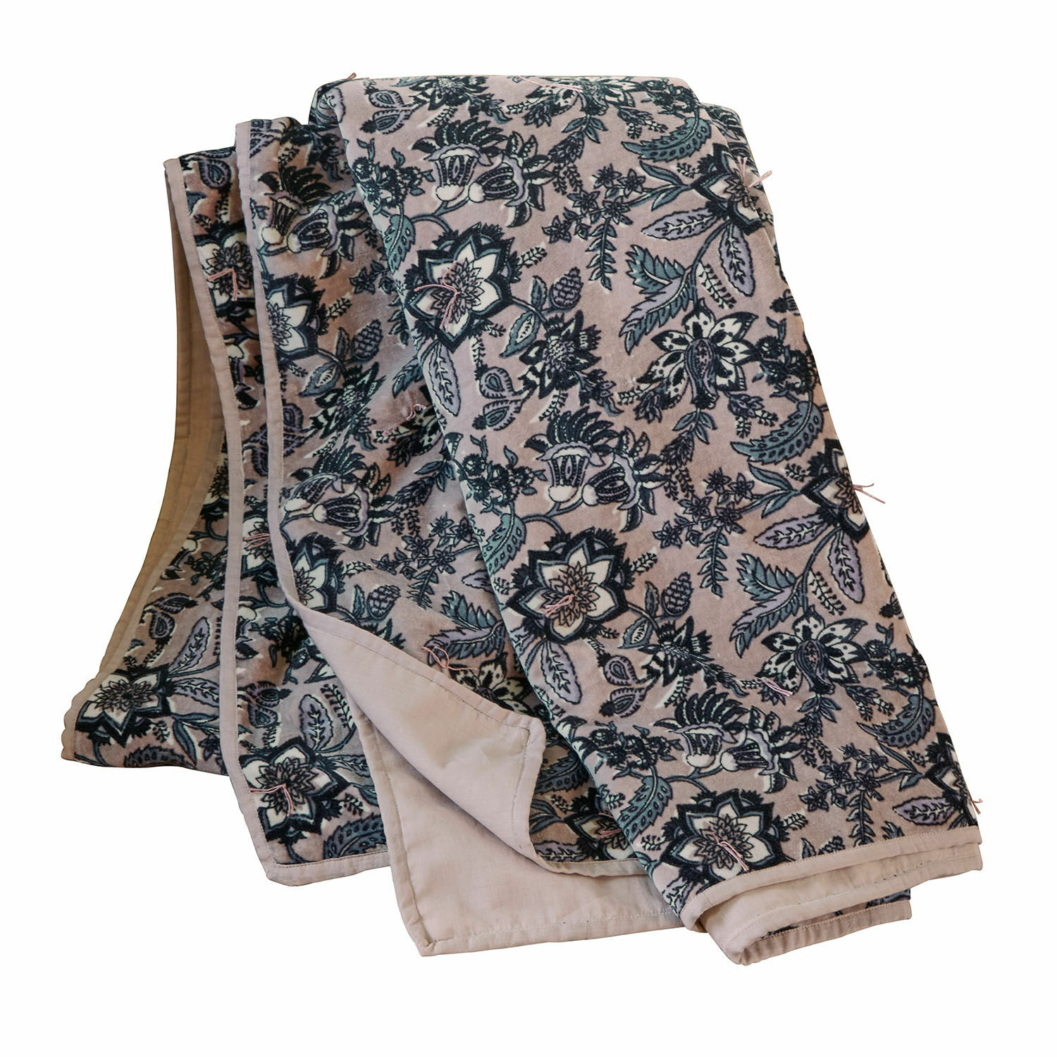 Plaid Elarion Coperta con motivo floreale beige e verde, tessuto morbido per decorazione e comfort