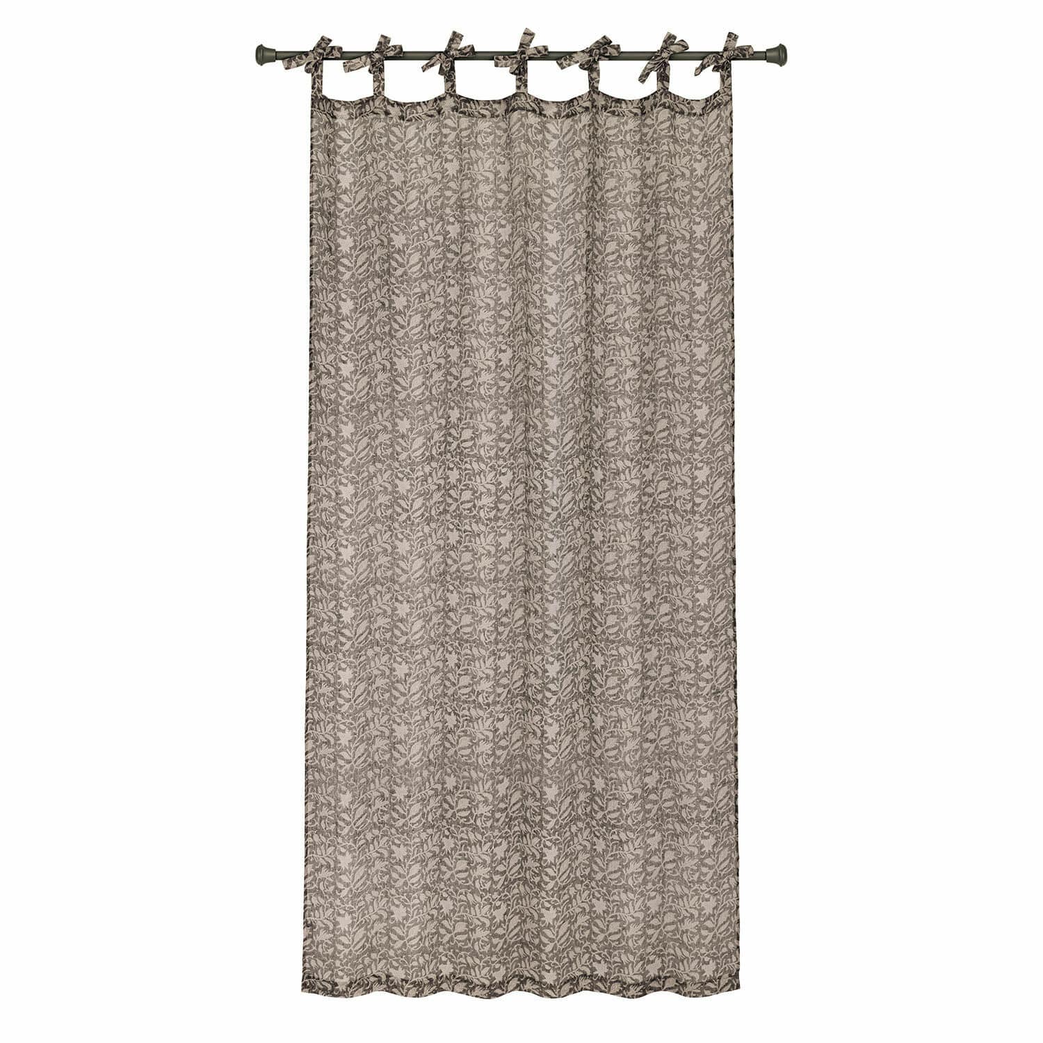 Tenda Ziradayn Tenda decorativa in cotone beige con motivo foglie marroni, elegante copertura per finestre