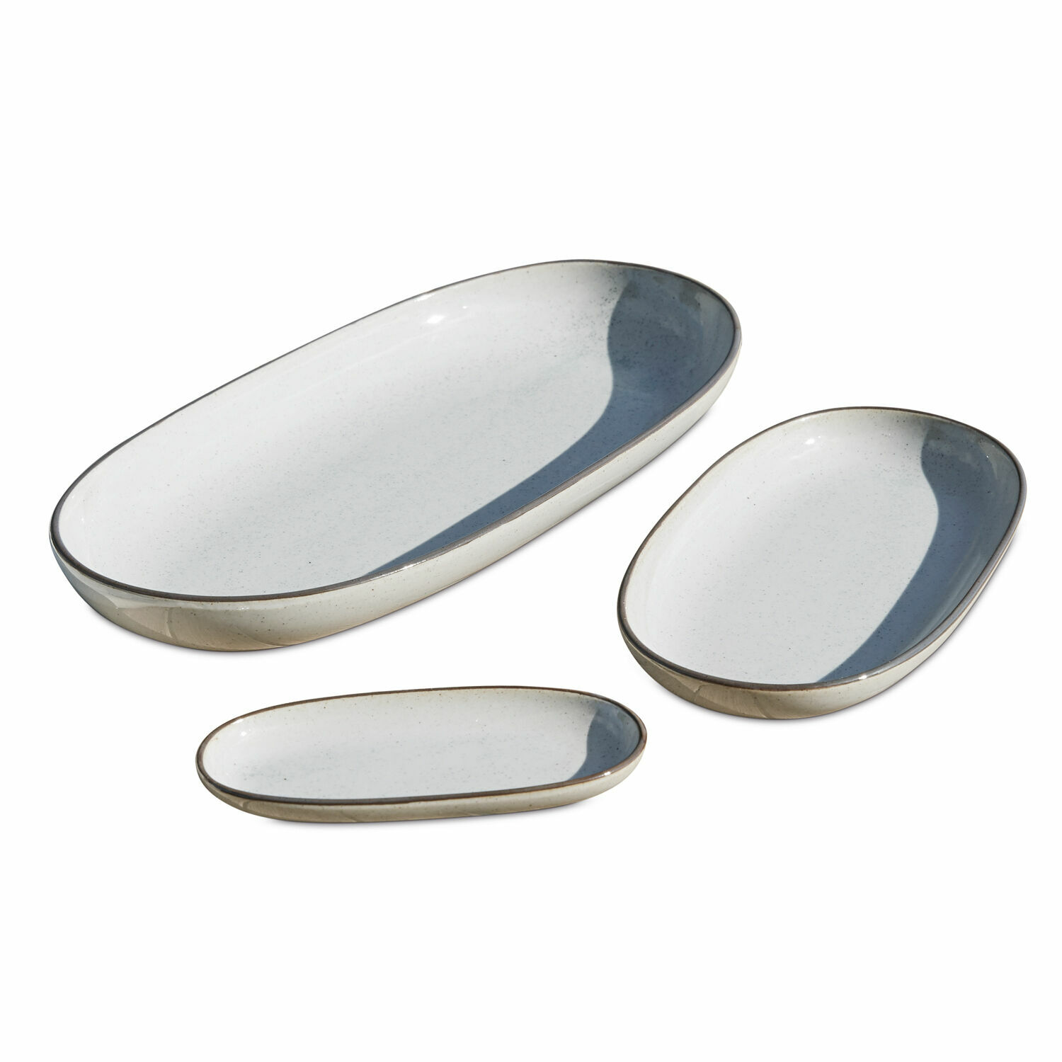 grigio Set di 3 vassoi da portata Biarritz in ceramica grigia con design moderno