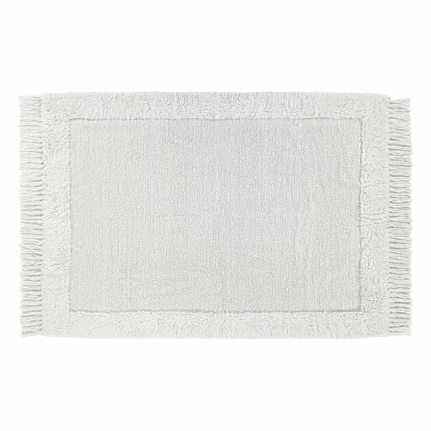 Tappeto Celendril Tappetino da bagno bianco in cotone con frange, morbido e assorbente, ideale per il bagno