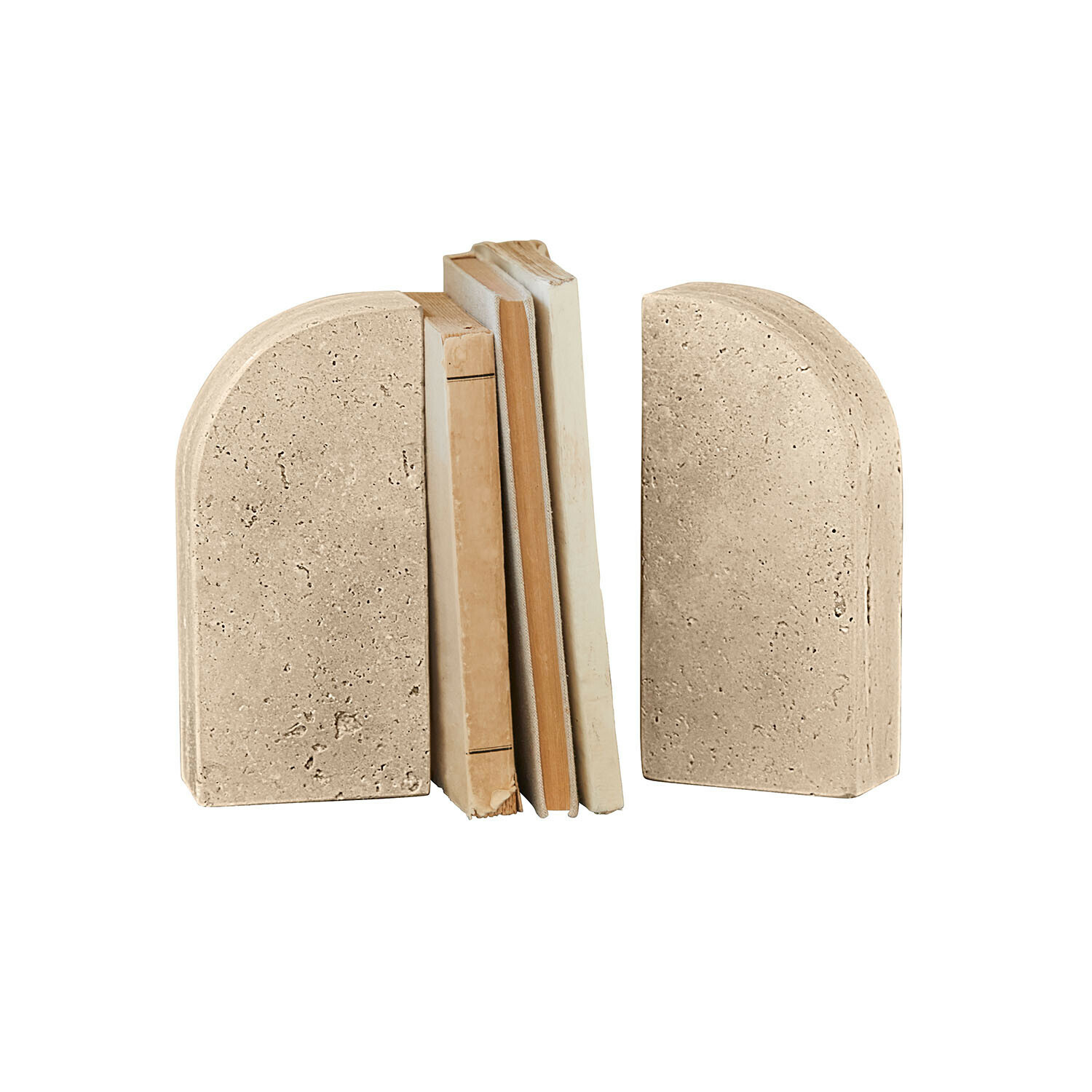 Coppia di fermalibri Caleneuve Coppia di fermalibri in pietra beige, ideali per decorare e organizzare scaffali