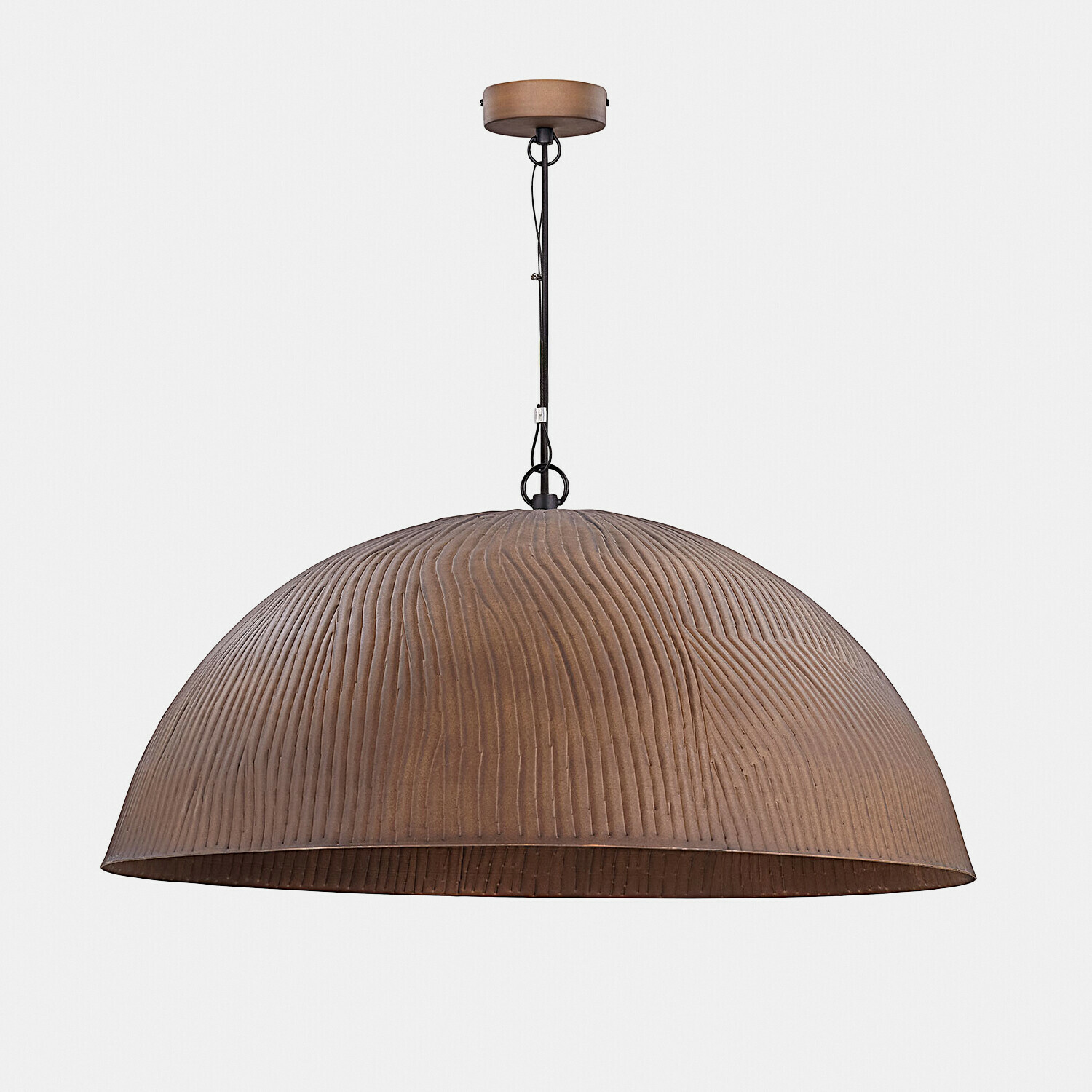 Lampada a sospensione Ravelinos Lampada a sospensione marrone in metallo strutturato a forma di semisfera per interni moderni