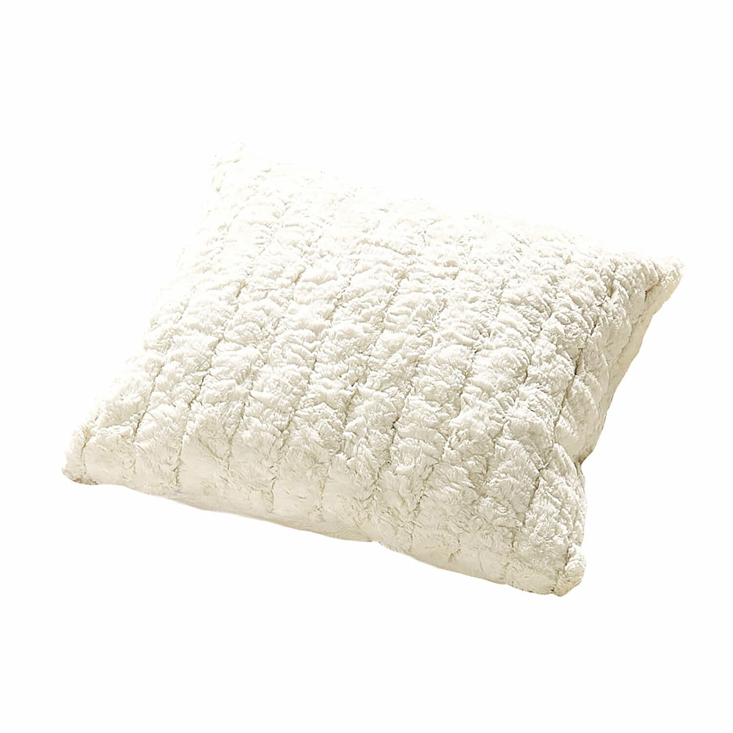 Copricuscino Dorelice Morbido cuscino crema in tessuto peluche con motivo decorativo, ideale per il soggiorno