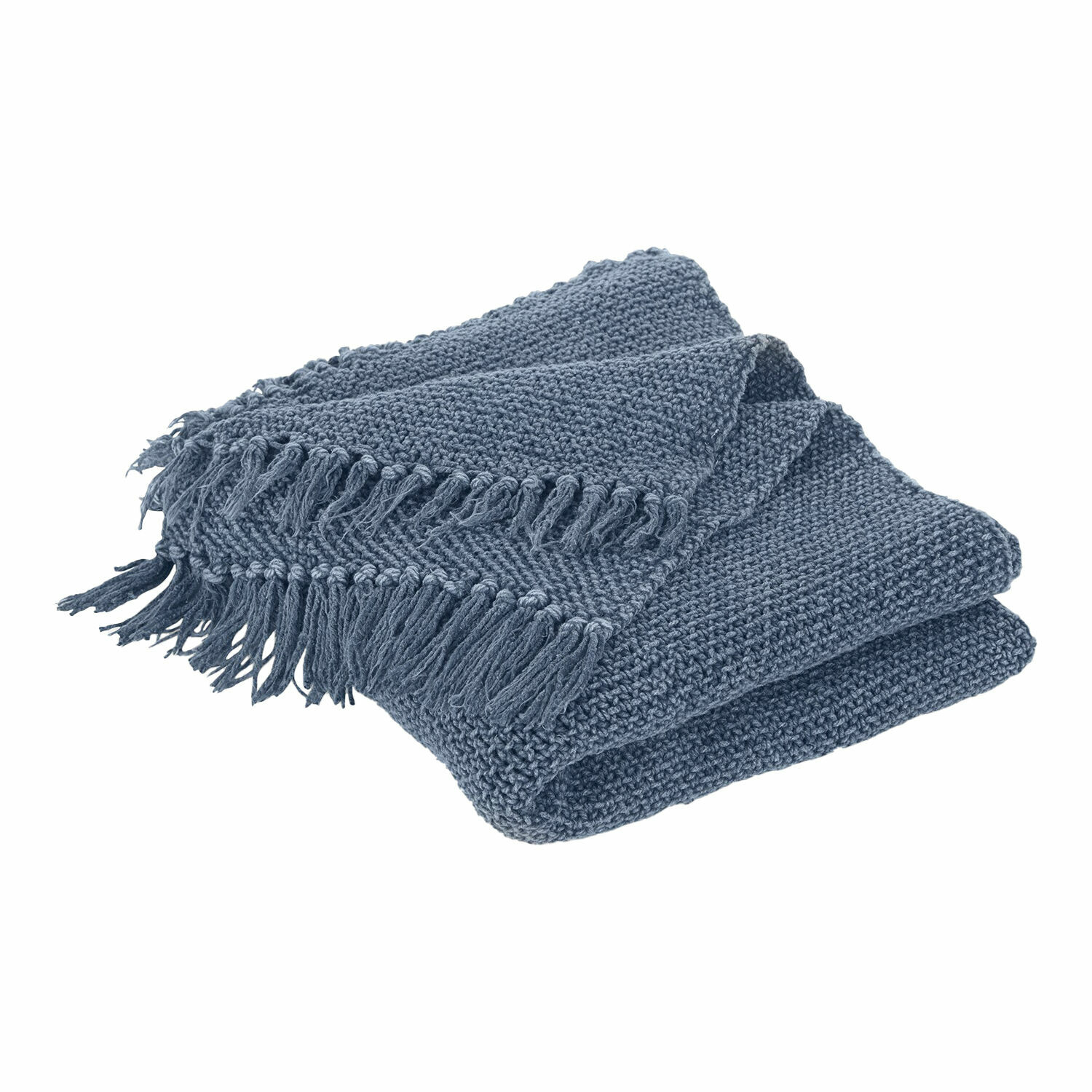 blu Plaid blu Kendall in morbido tessuto lavorato a maglia con frange, ideale per decorare e scaldare