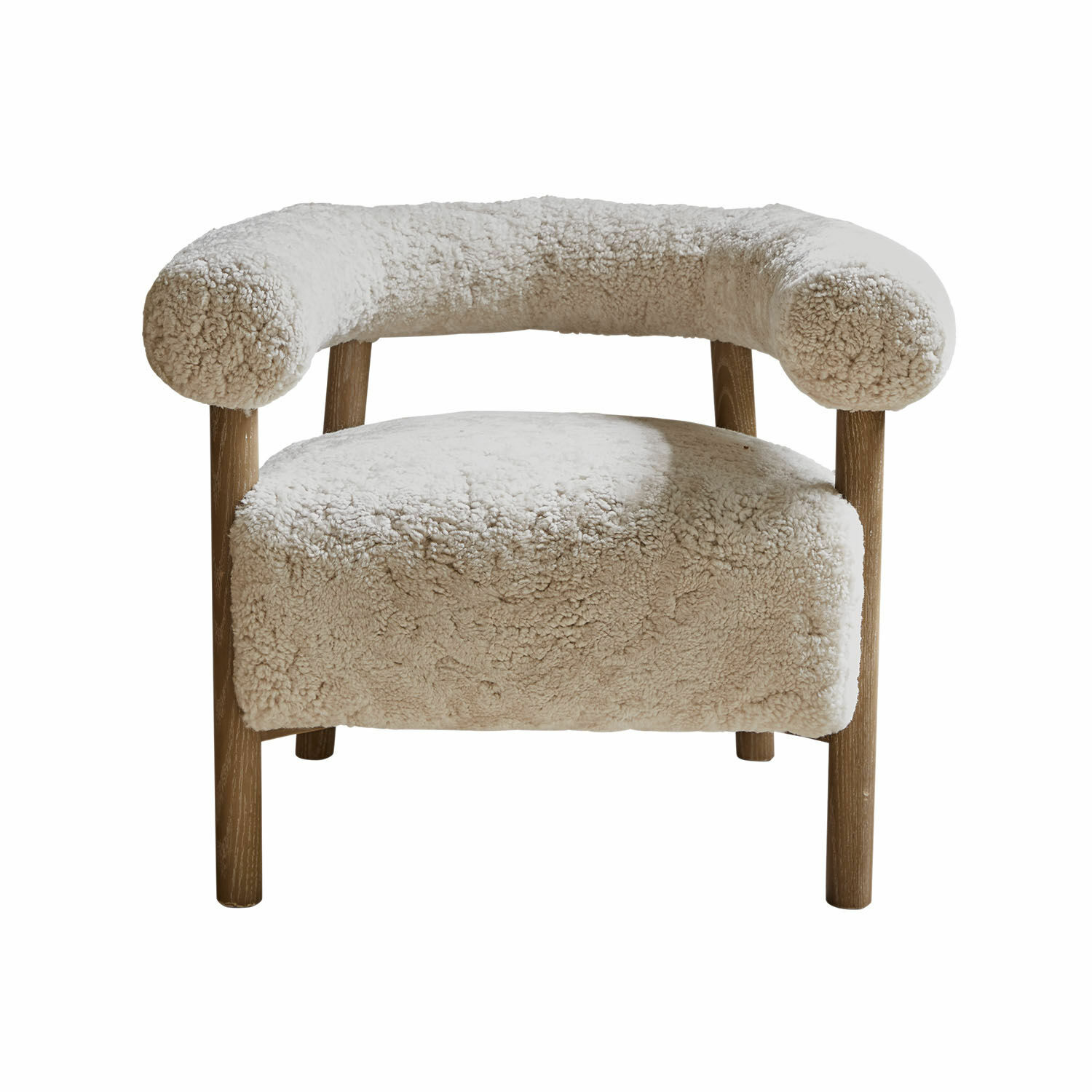Sedia Cedarbrook Poltrona beige chiaro con rivestimento morbido e gambe in legno per soggiorno