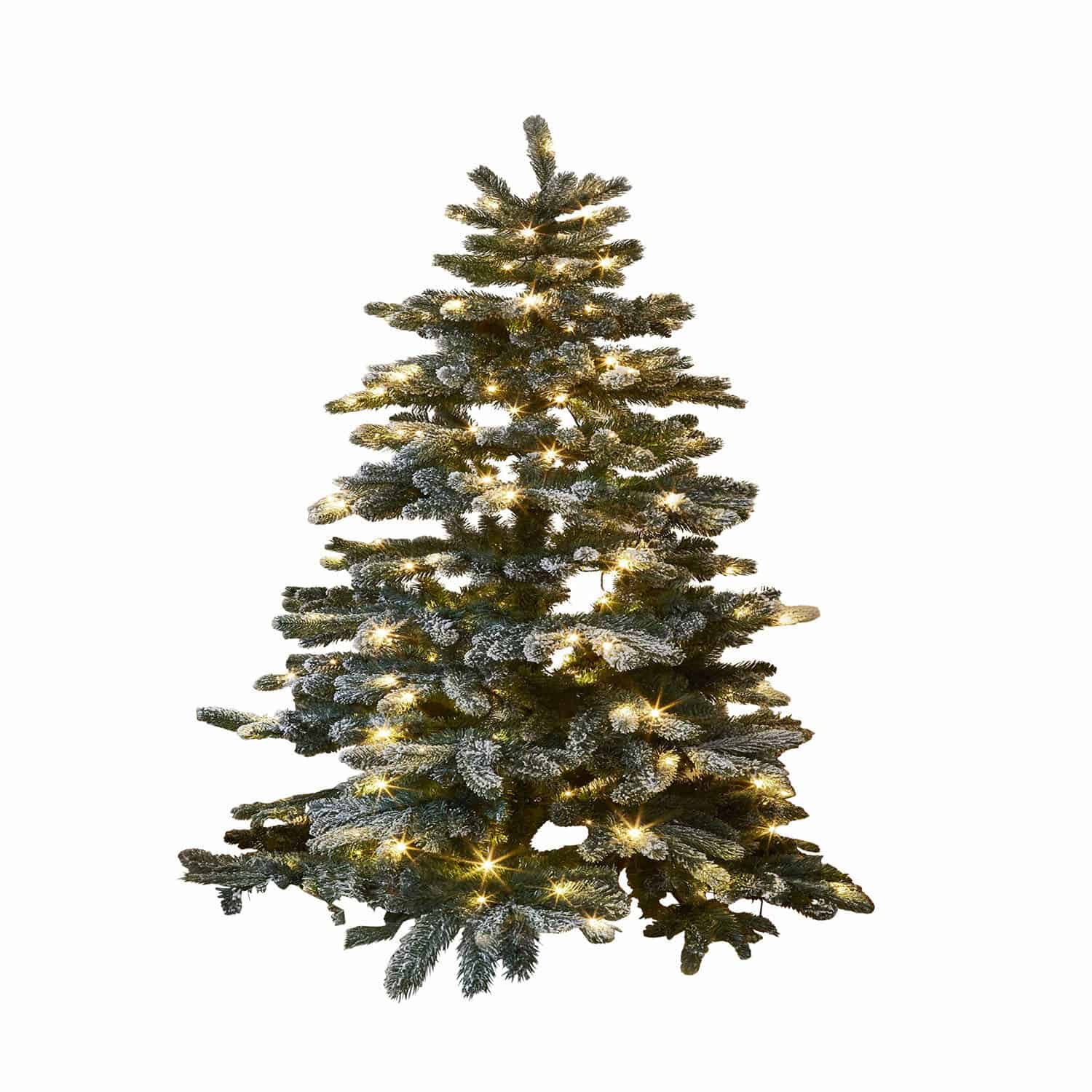 Albero di Natale Mannier Albero di Natale artificiale con rami innevati e luci LED calde per decorazioni festive