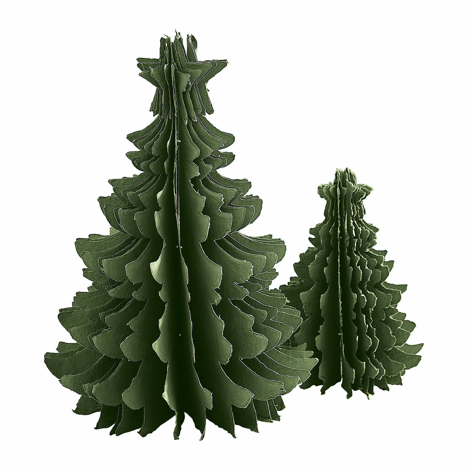 verde Set di 2 alberi decorativi in carta verde, decorazione natalizia per interni