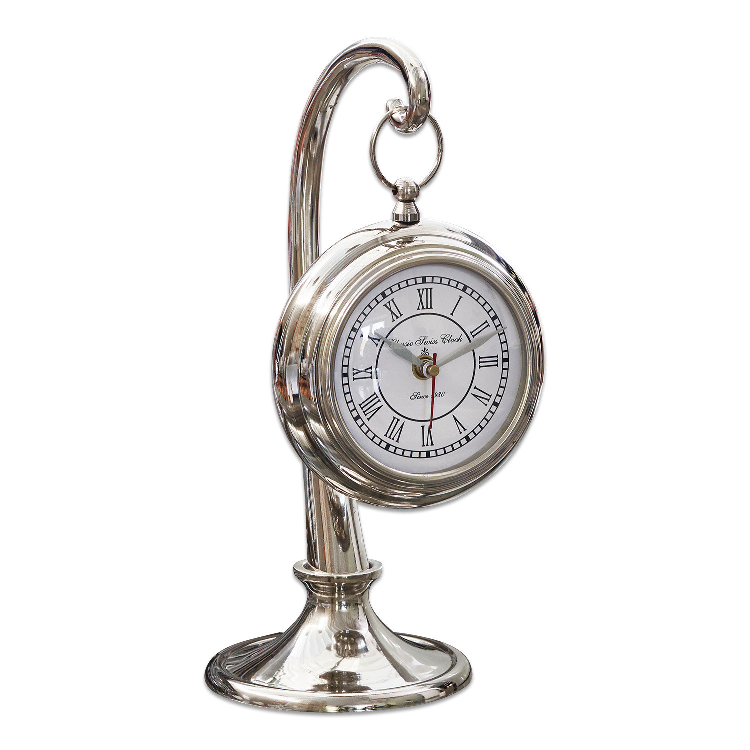Orologio Barbe Orologio da tavolo argentato in metallo con quadrante bianco e numeri romani