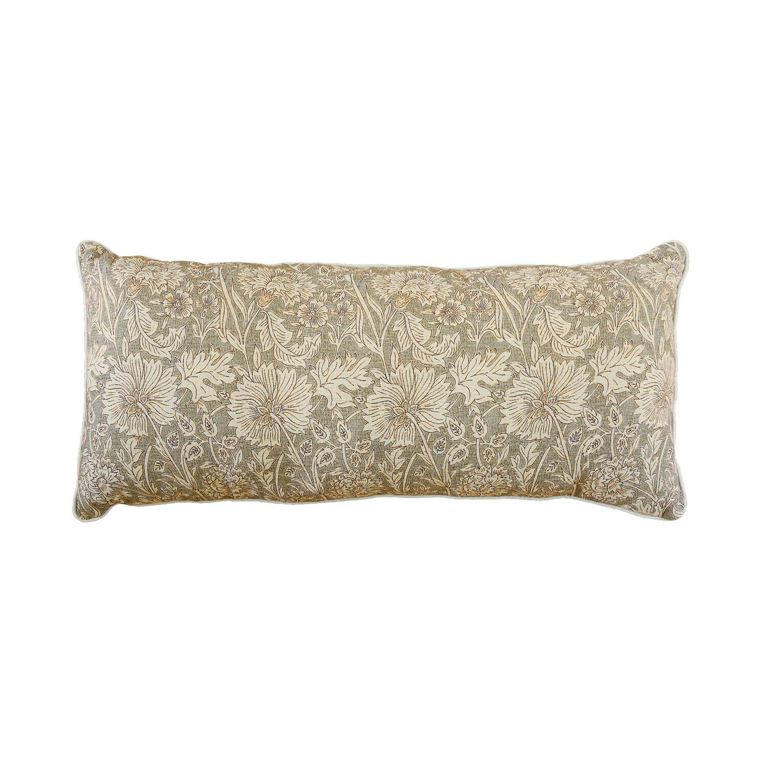 Copricuscino Jardin Royale Cuscino rettangolare in cotone con motivo floreale verde e beige per arredamento casa